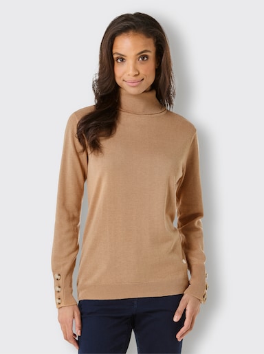 CREATION L PREMIUM Rollkragenpullover mit hohen Rippbünchen - camel