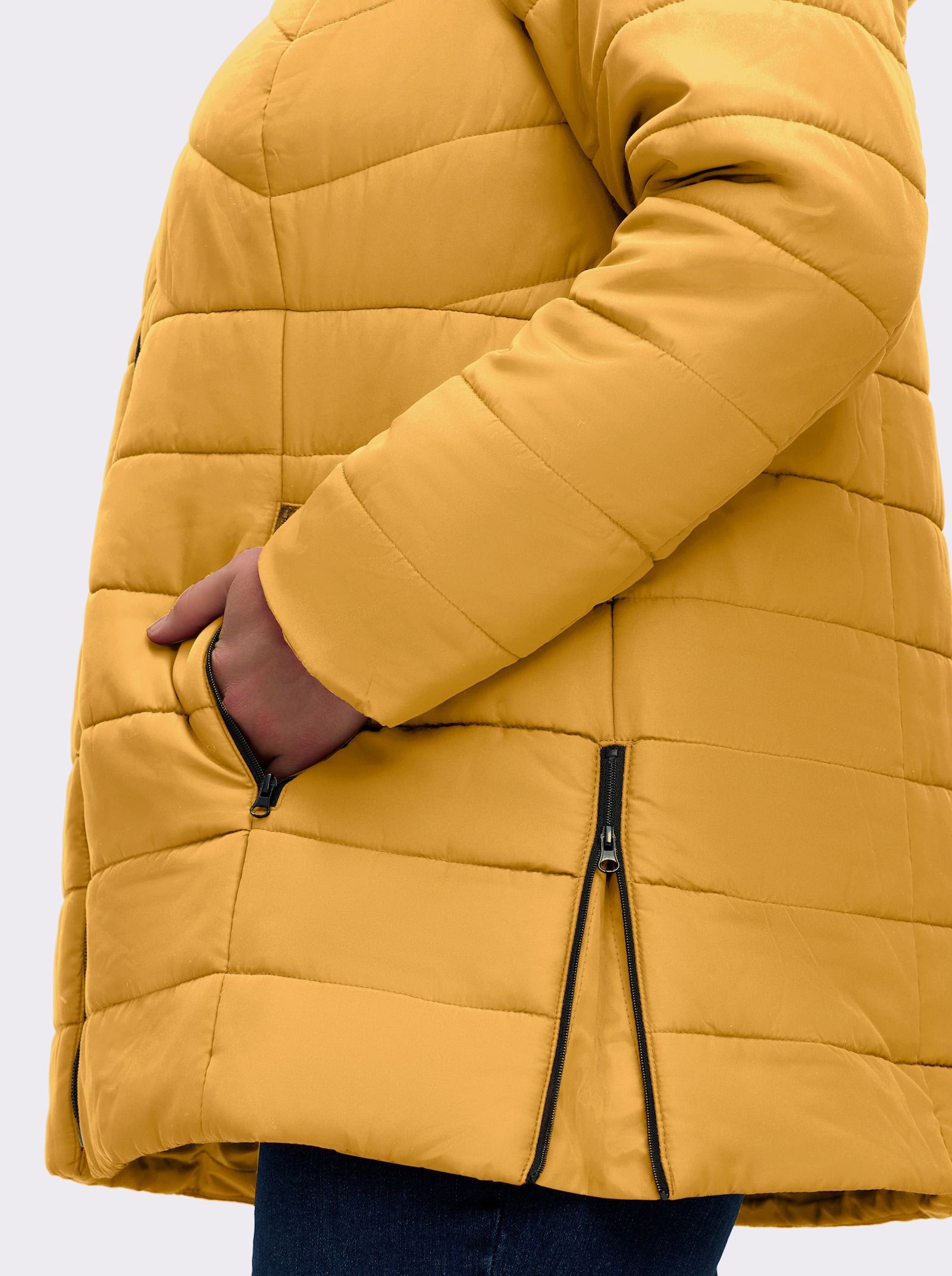 Steppjacke mit abnehmbarer Kapuze - ocker