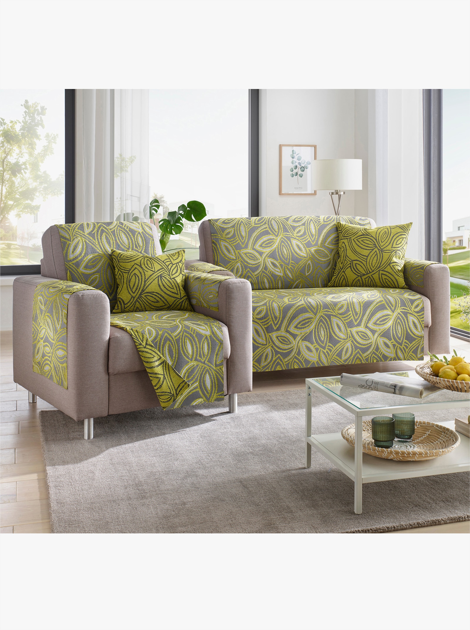 Woonserie - grijs/pistache gedessineerd