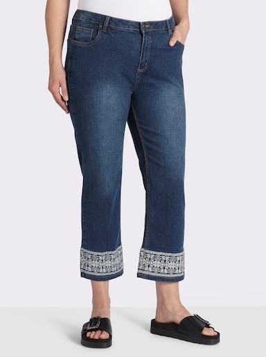 7/8-Jeans mit Stickerei am Beinabschluss - blue-stone-washed