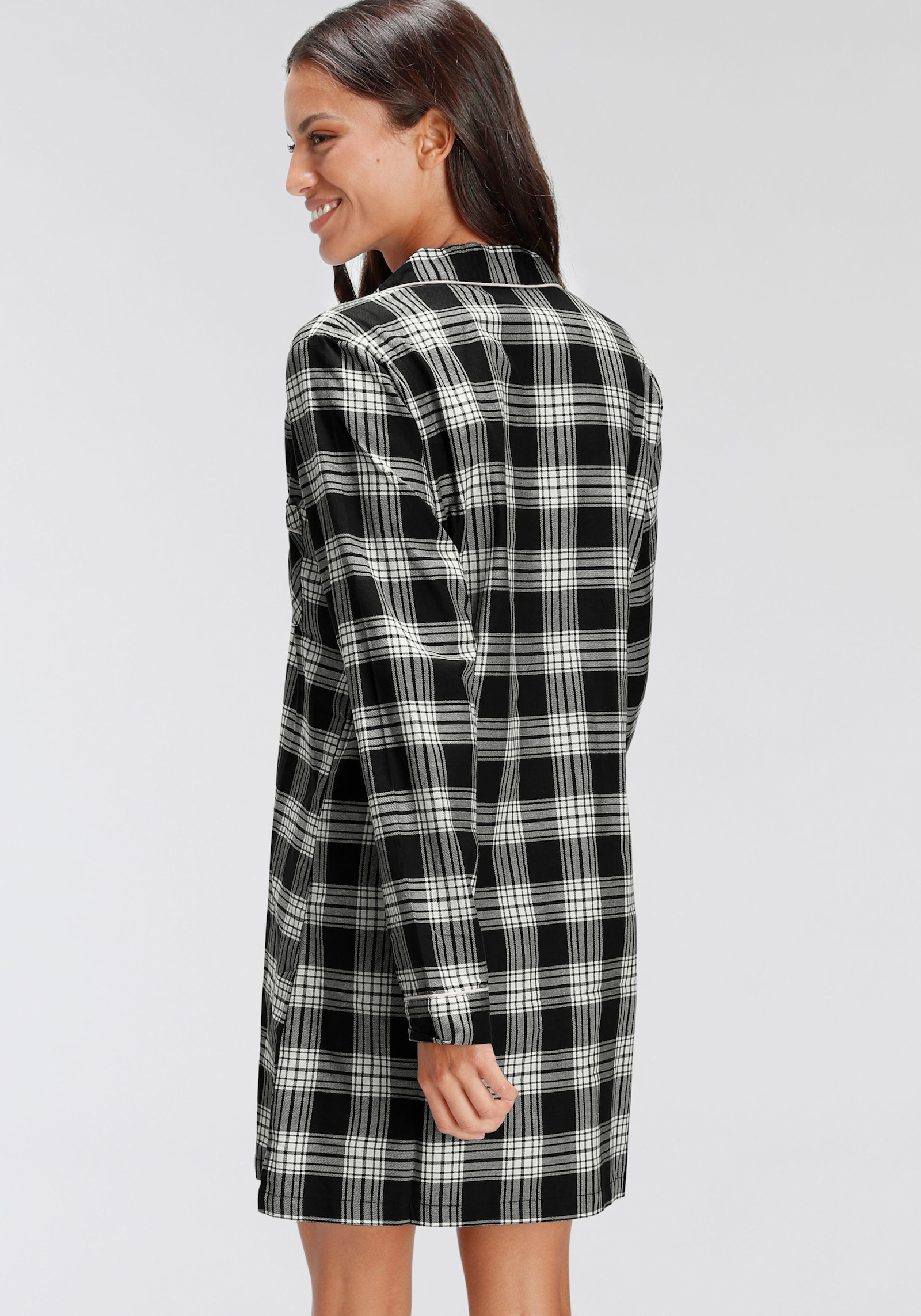 H.I.S Nachthemd - schwarz-kariert