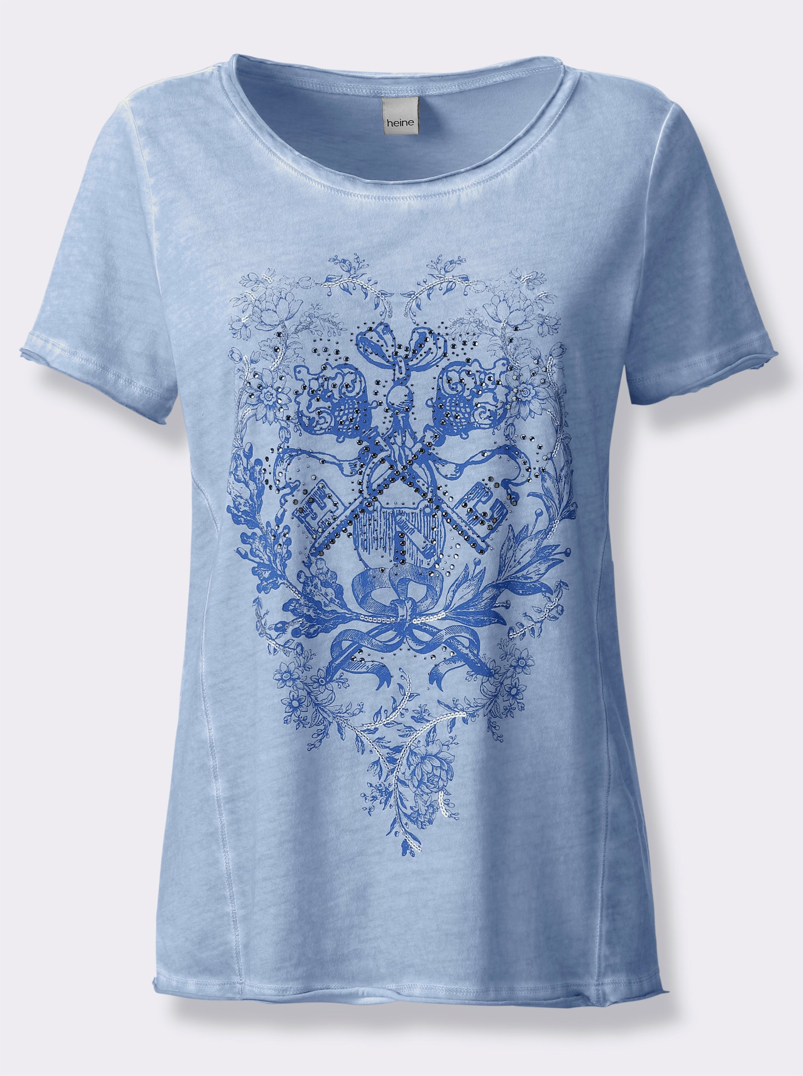 heine Kurzarmshirt in Oil-dyed-Waschung - hellblau