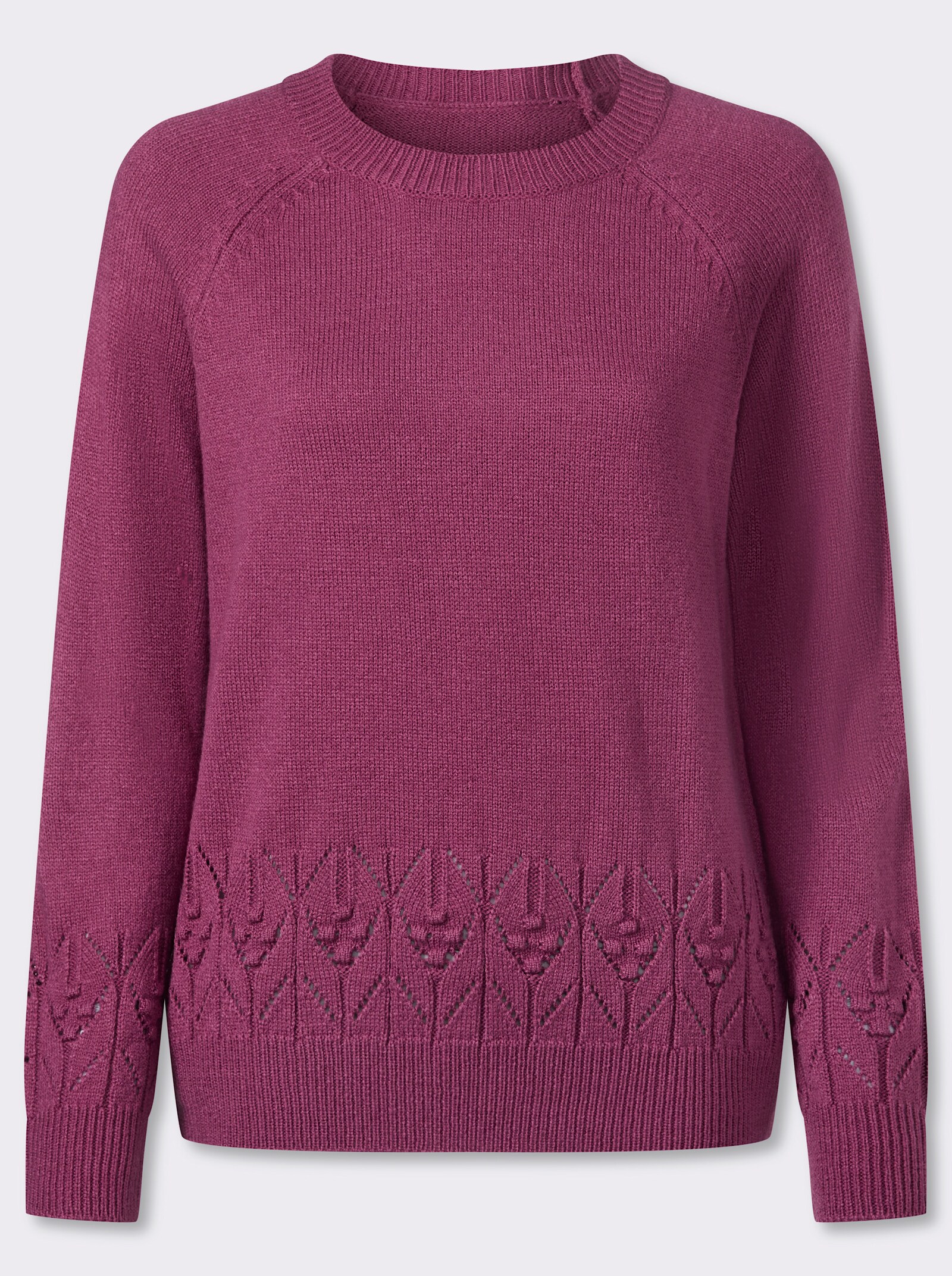 Langarm-Pullover mit Strickmuster im Vorderteil - erika