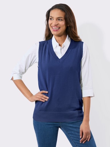 Pullunder mit gerippten Abschlüssen - royalblau