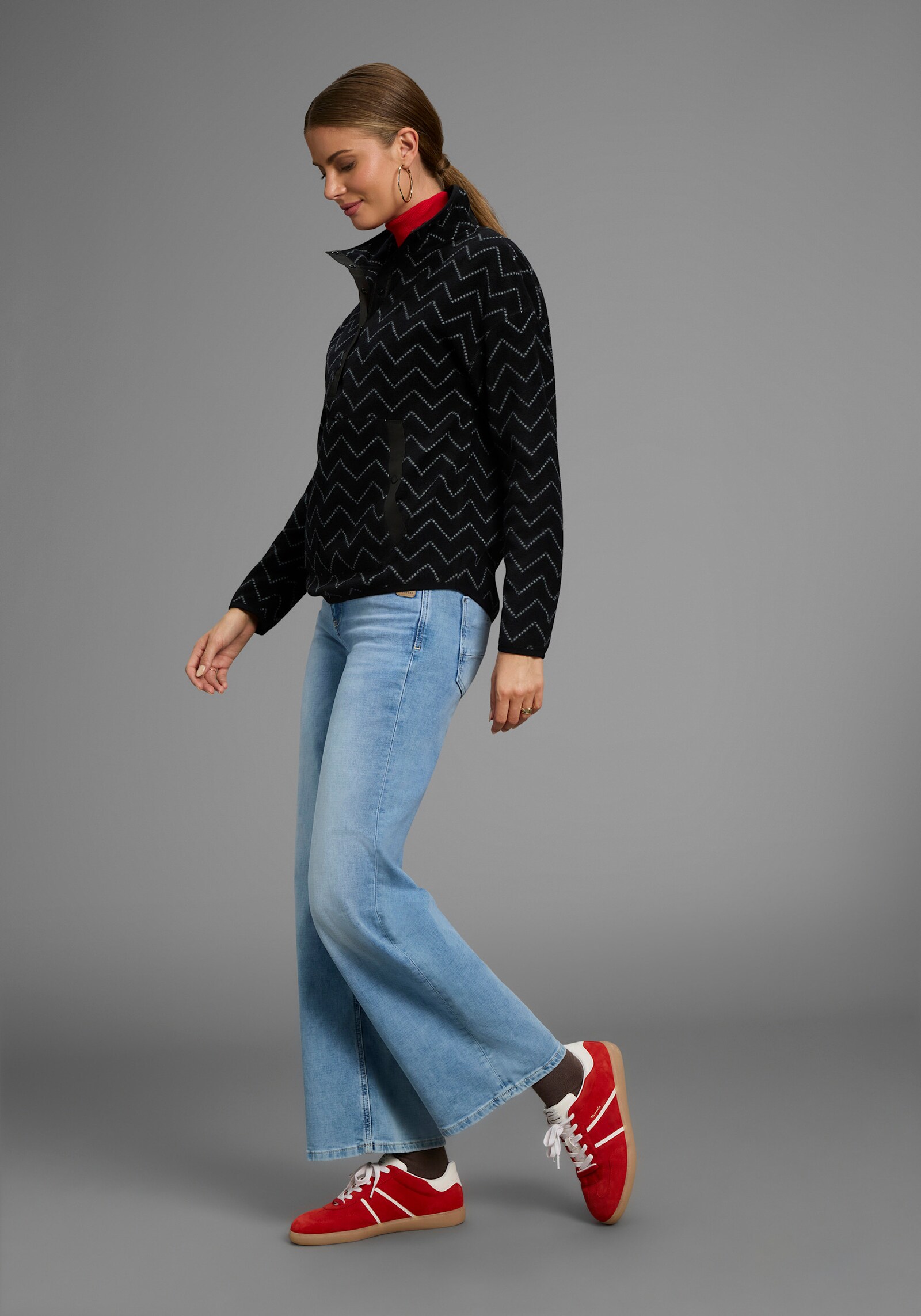 Polarino Fleecepullover - schwarz-grau