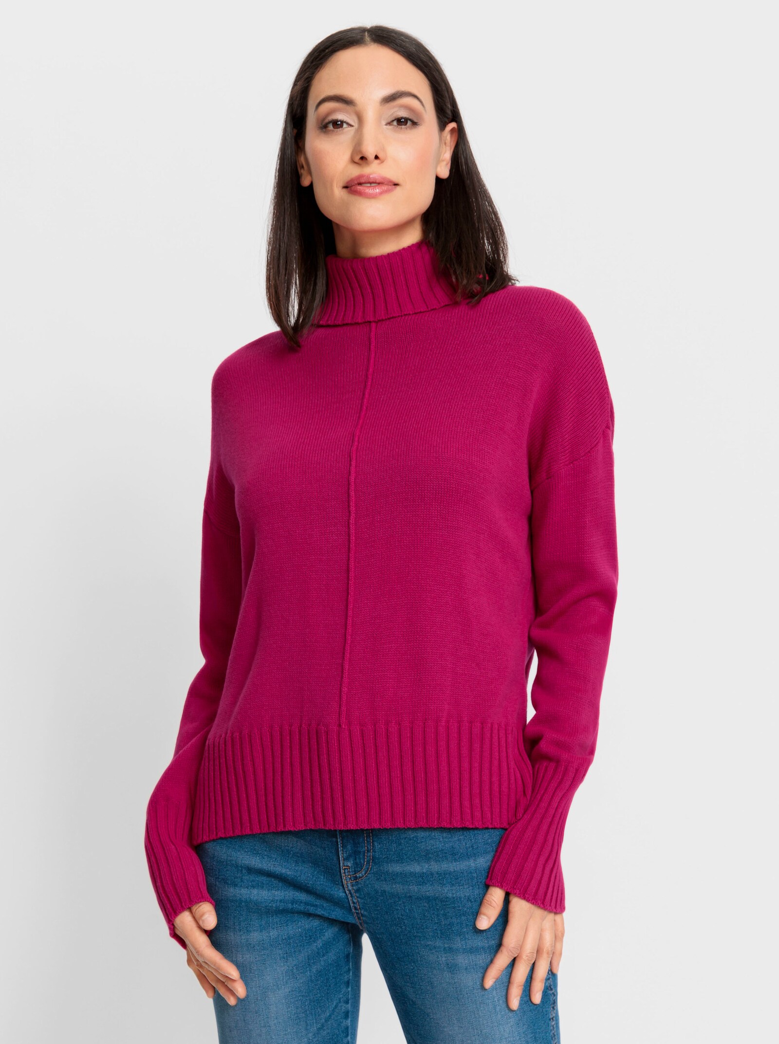 heine Pullover met rolkraag en middennaad - pink