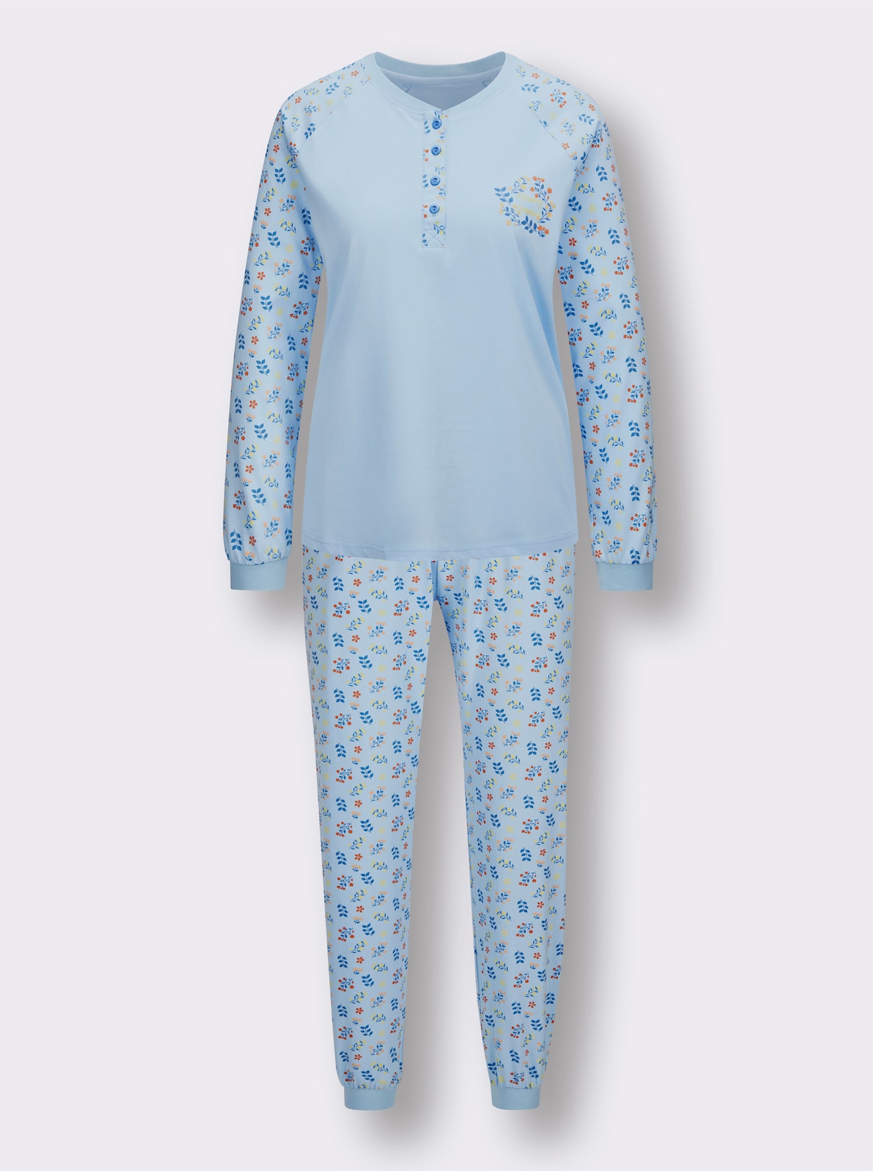 wäschepur Pyjama - lichtblauw/middelblauw bedrukt