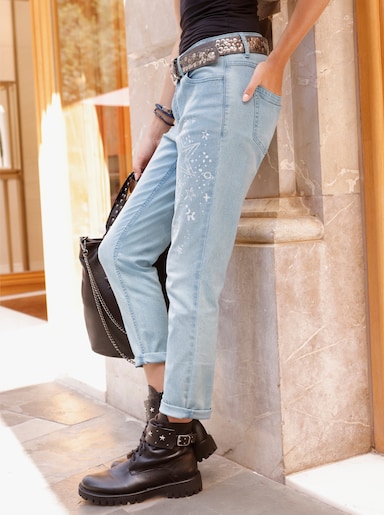 7/8-Jeans mit Sternen-Print - blue-bleached