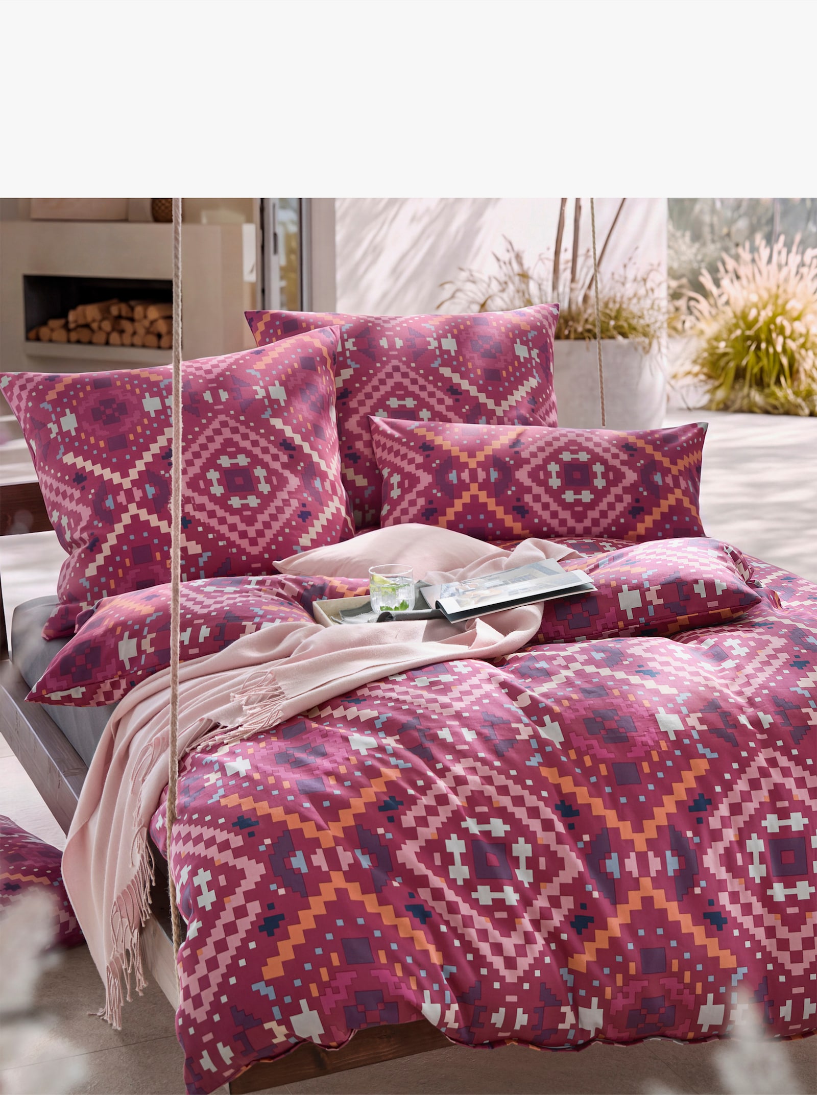 heine home Bettwäsche - magenta-rosé-bedruckt