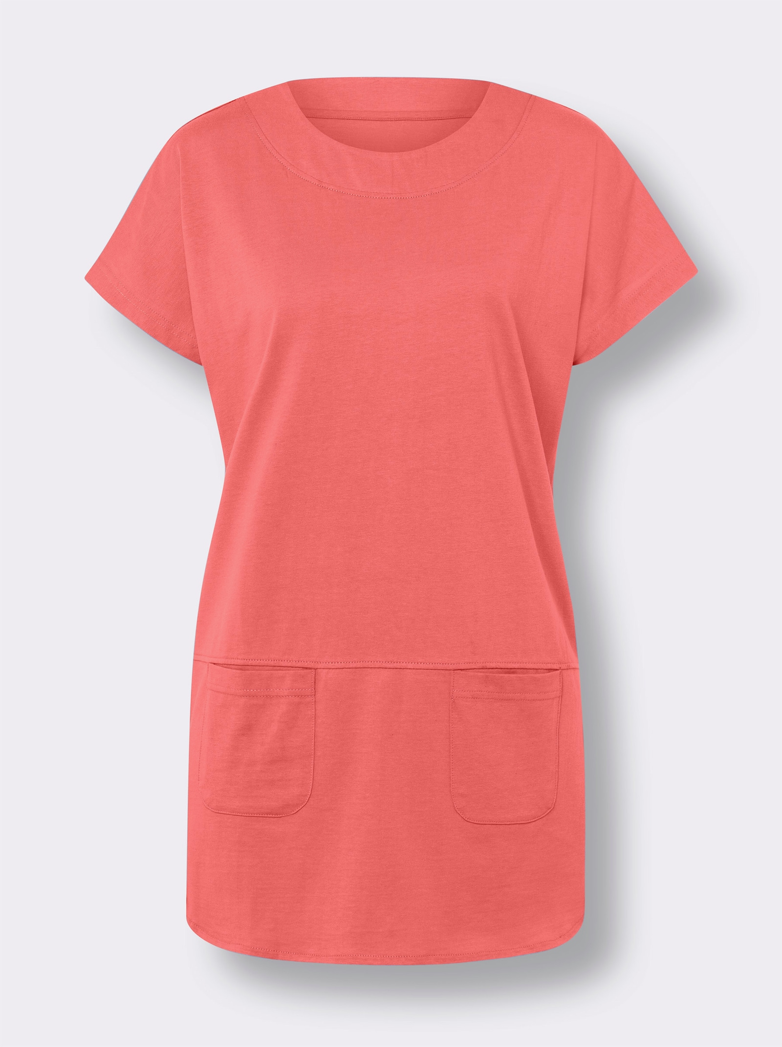 Longshirt mit Taschen - koralle