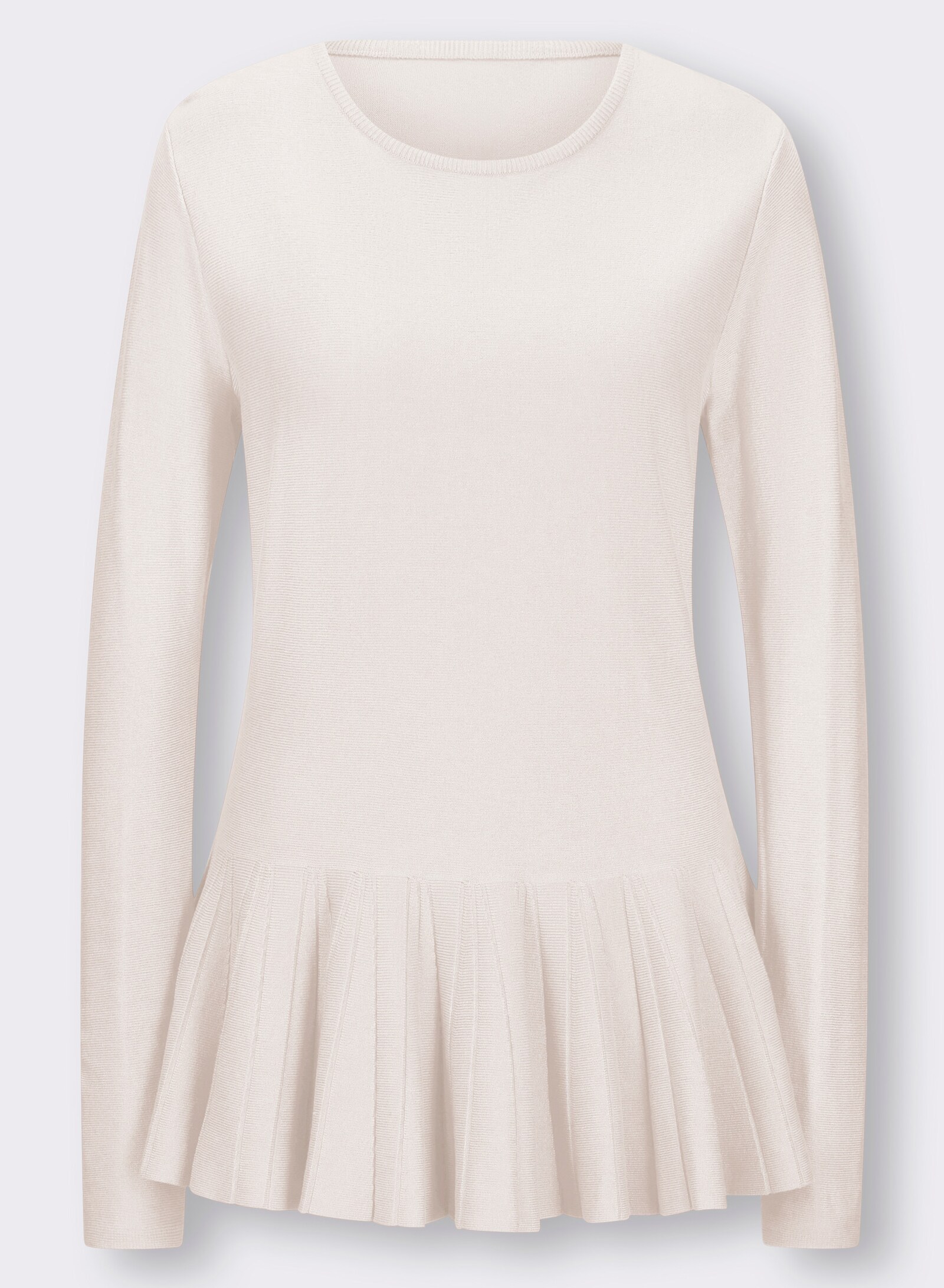 heine Rundhalspullover mit Schößchen - ecru