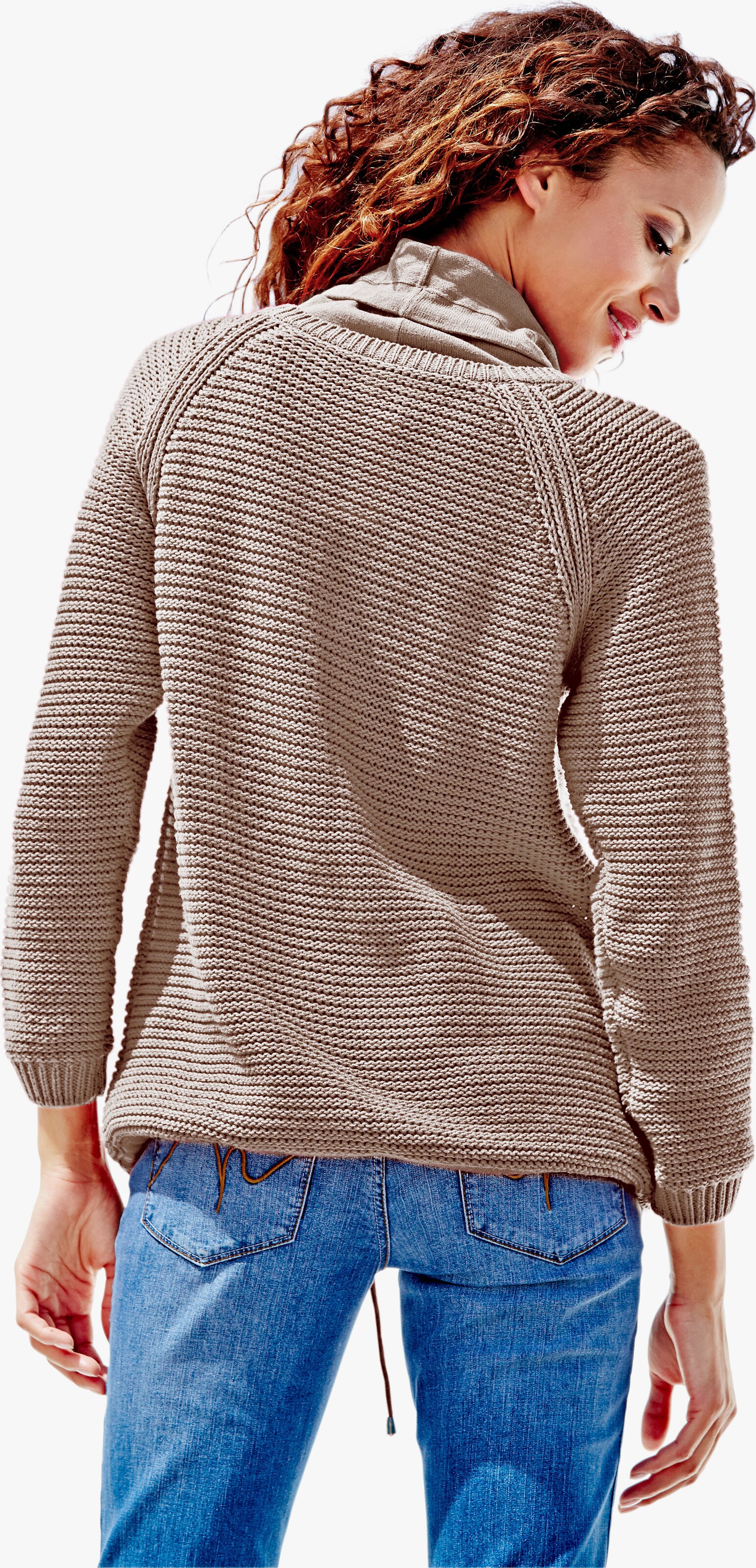 heine Schipperstrui met raglanmouwen - beige