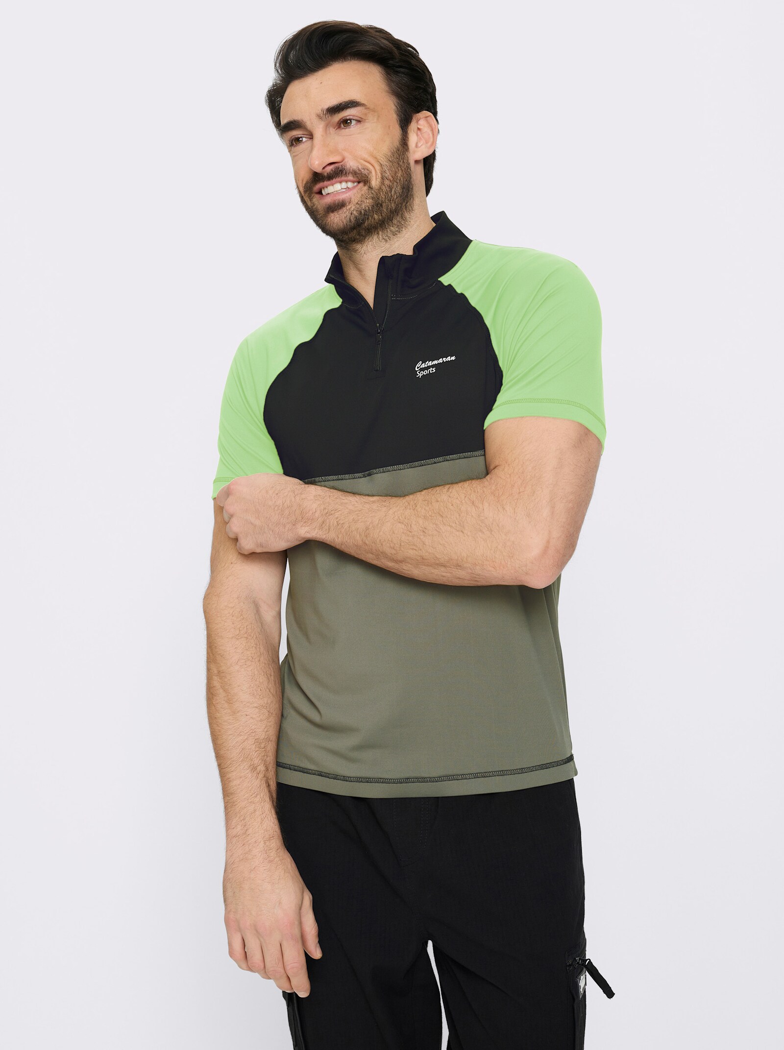 Catamaran Sports Fahrradshirt mit dreigeteilter Rückentasche - khaki