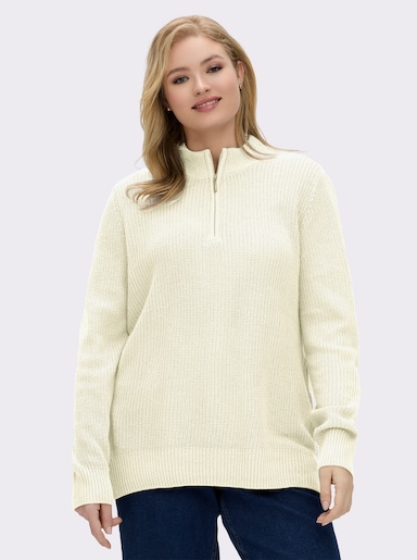 Stehkragenpullover in Patentstrick - champagner