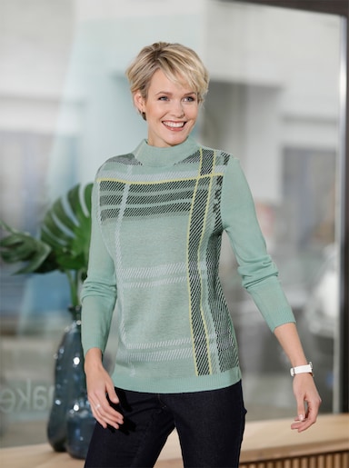 Pullover met lange mouwen - kalk/grafiet patroon