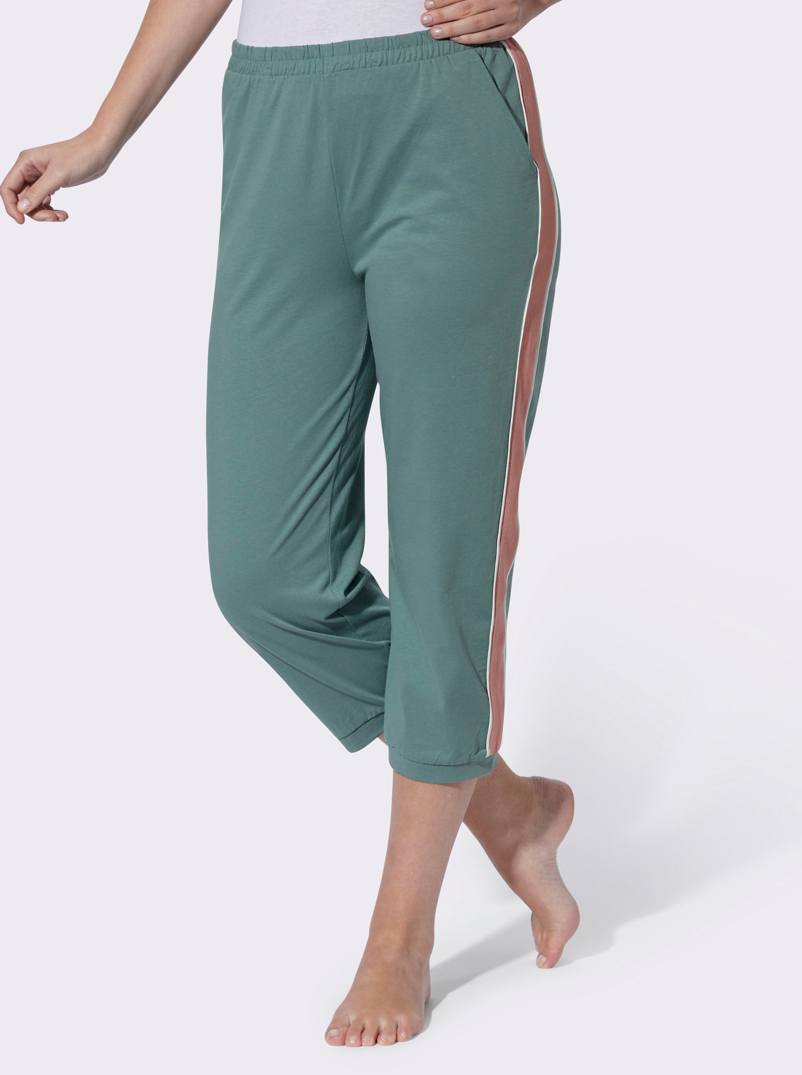 Freizeithose mit Galonstreifen - jade