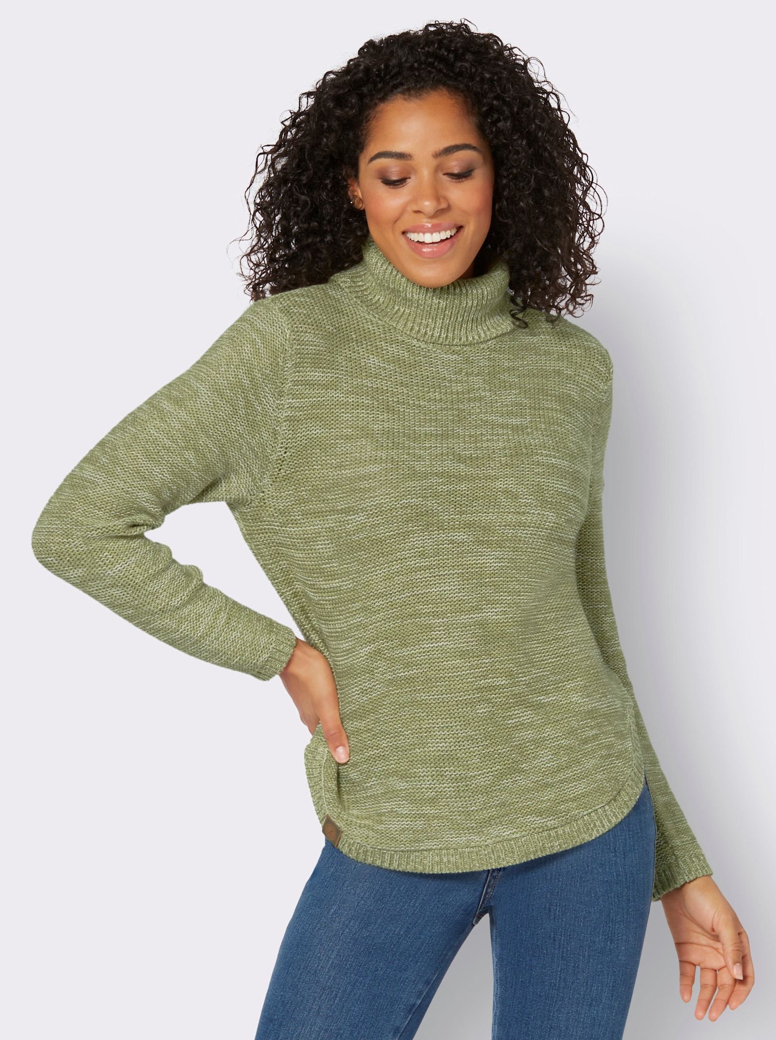 Pullover mit Rollkragen - schilf-meliert