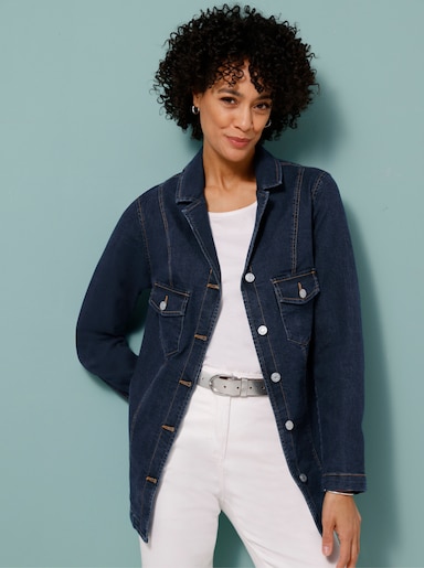 Jeansjacke mit Reverskragen - dark blue
