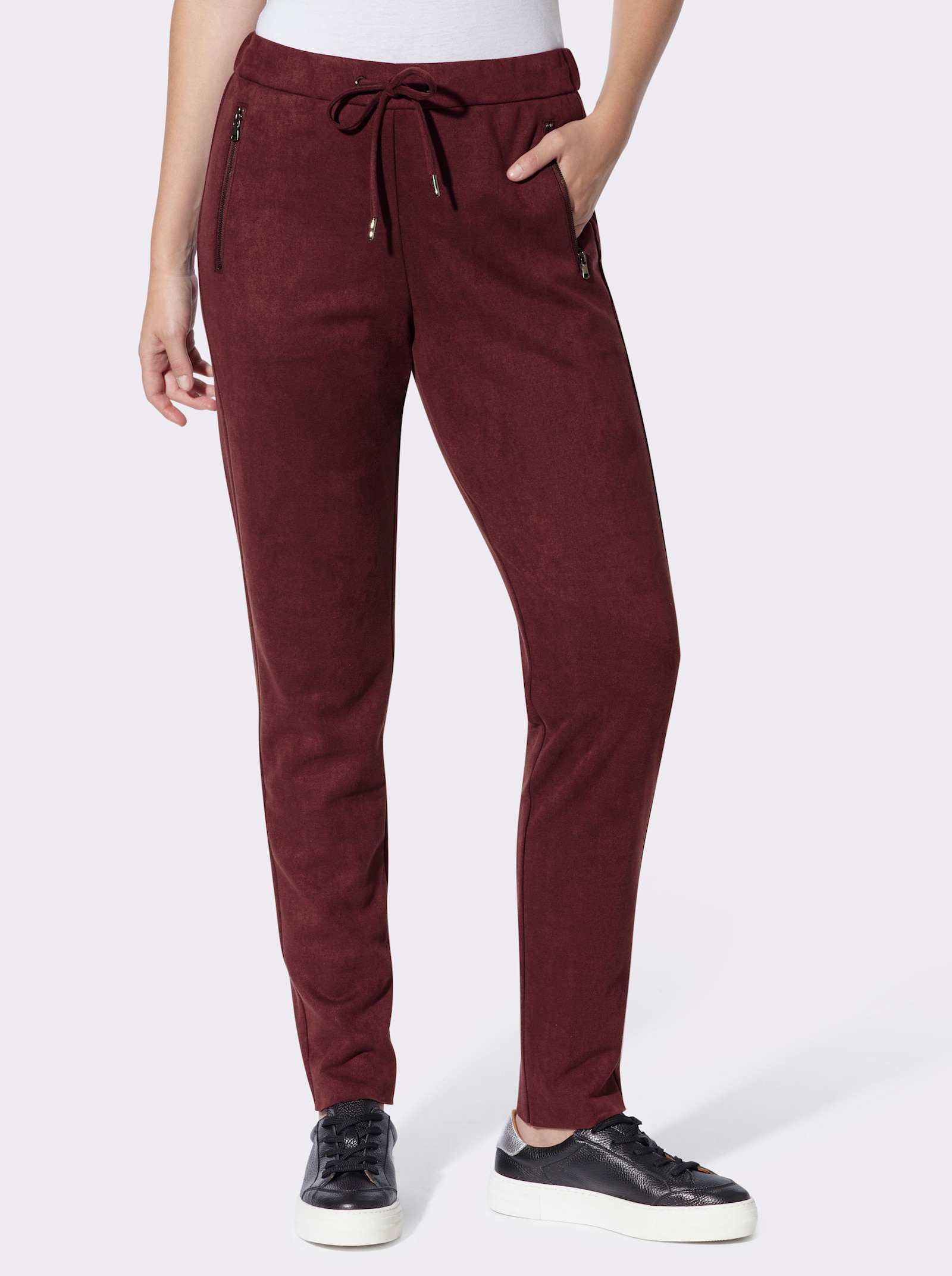 heine Lederimitathose mit Rundum-Dehnbund - burgund