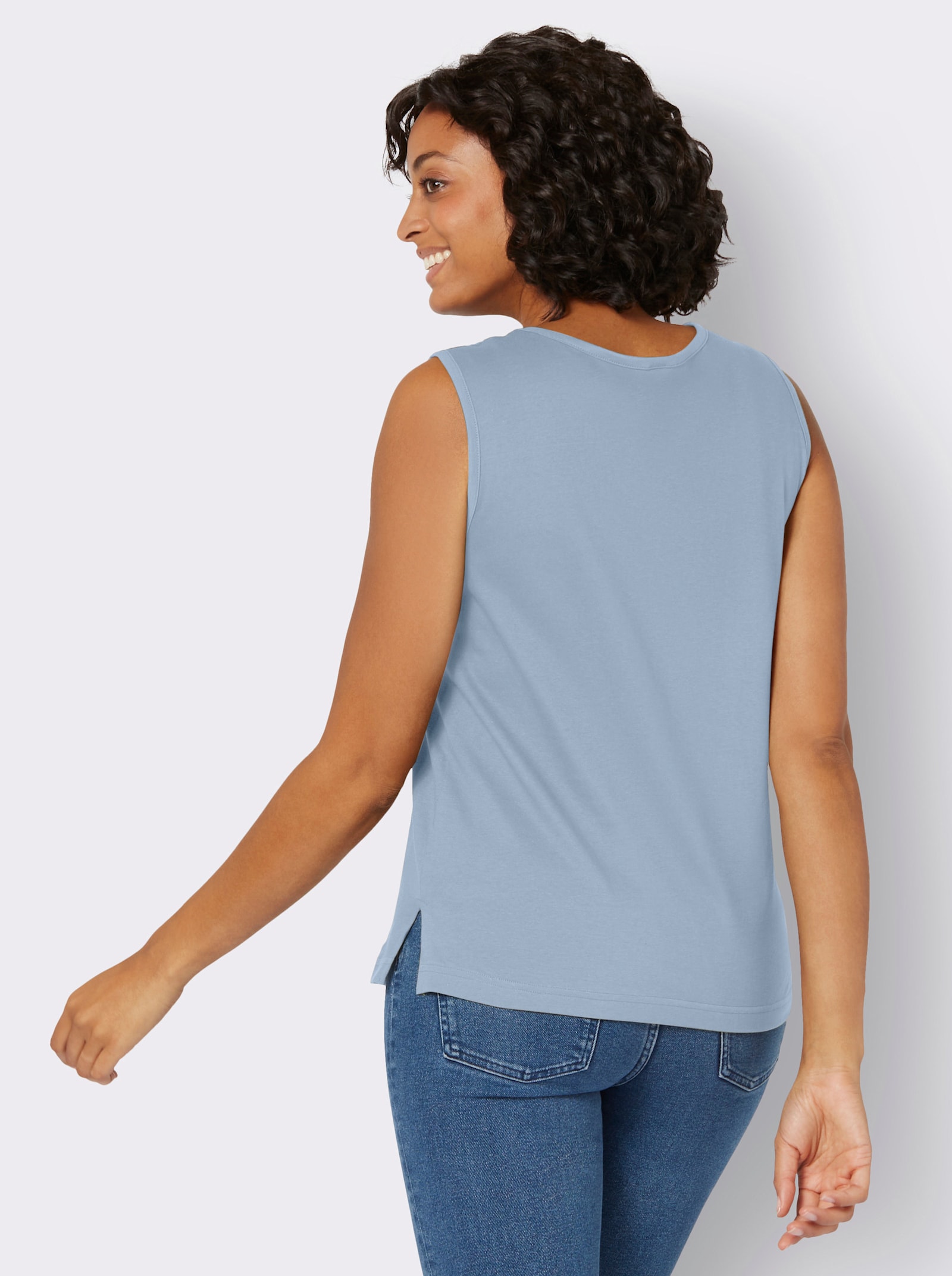 Shirttop mit Seitenschlitzen - hellblau