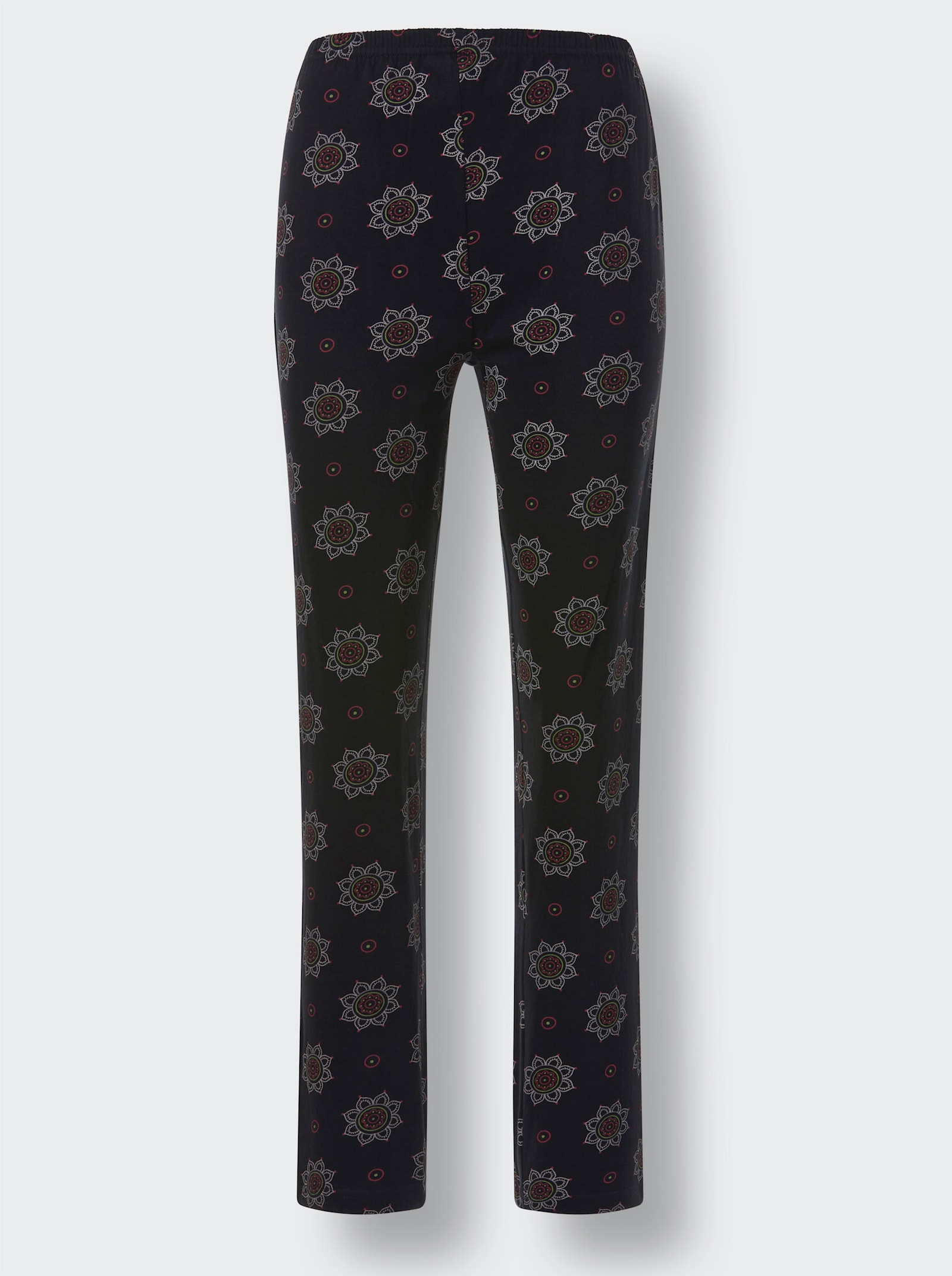 Comtessa Schlafanzug aus reiner Baumwolle - rot-schwarz-bedruckt