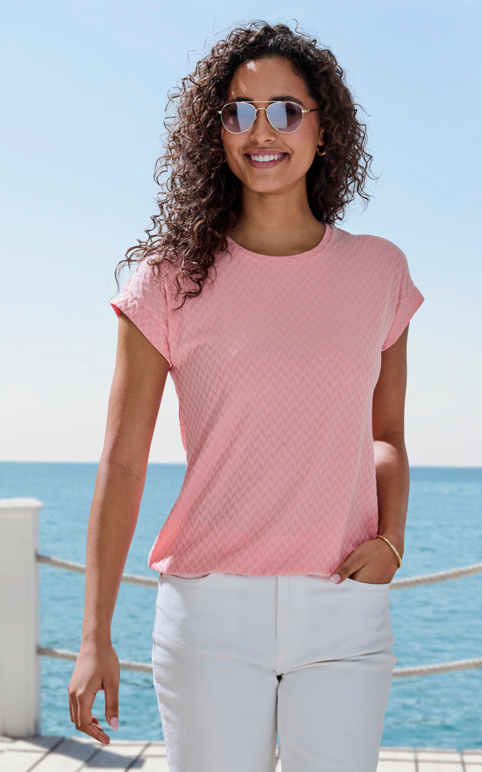 Vivance Kurzarmshirt - mint. peach