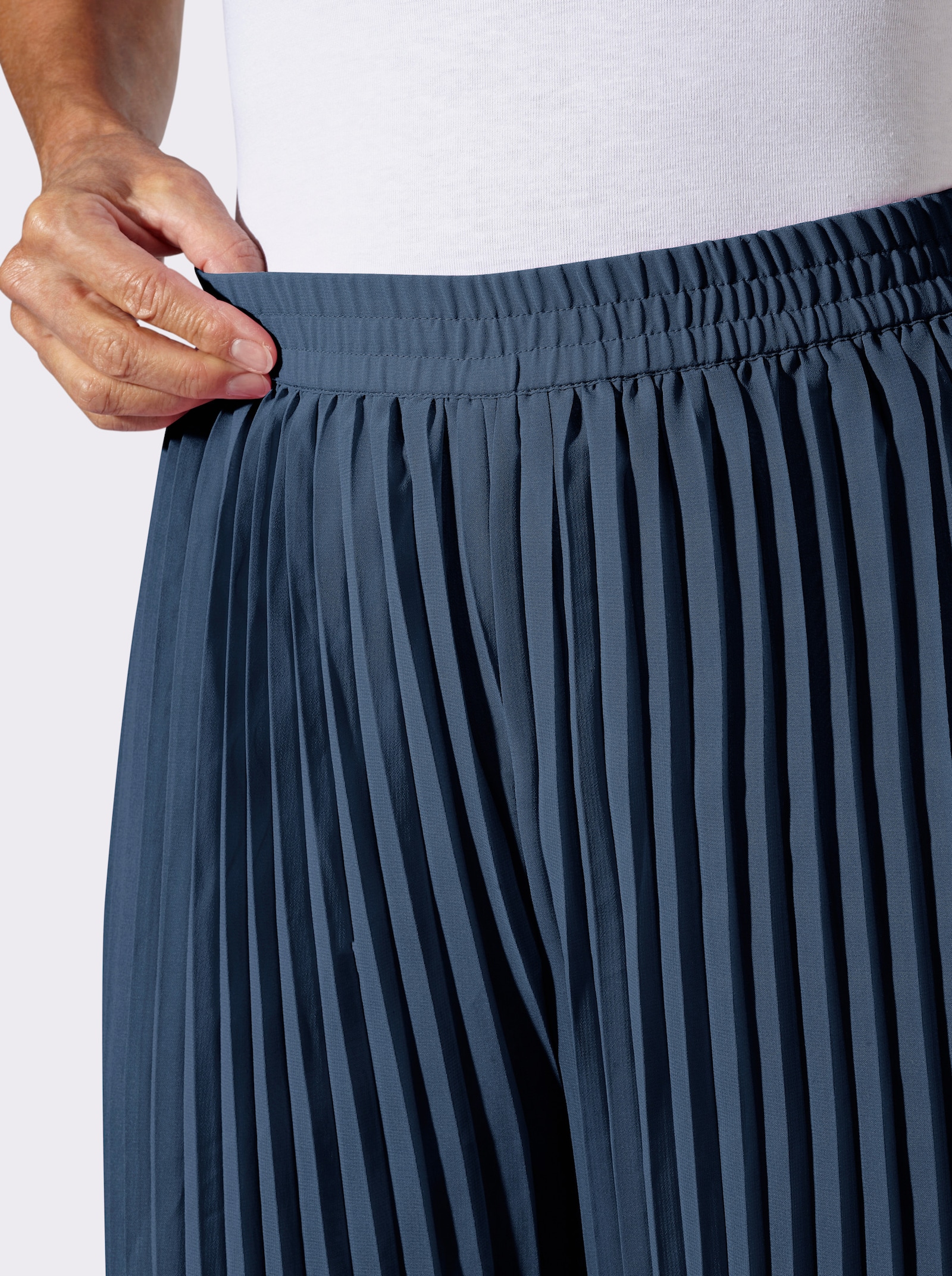 Marlene-broek van plissé - donkerblauw