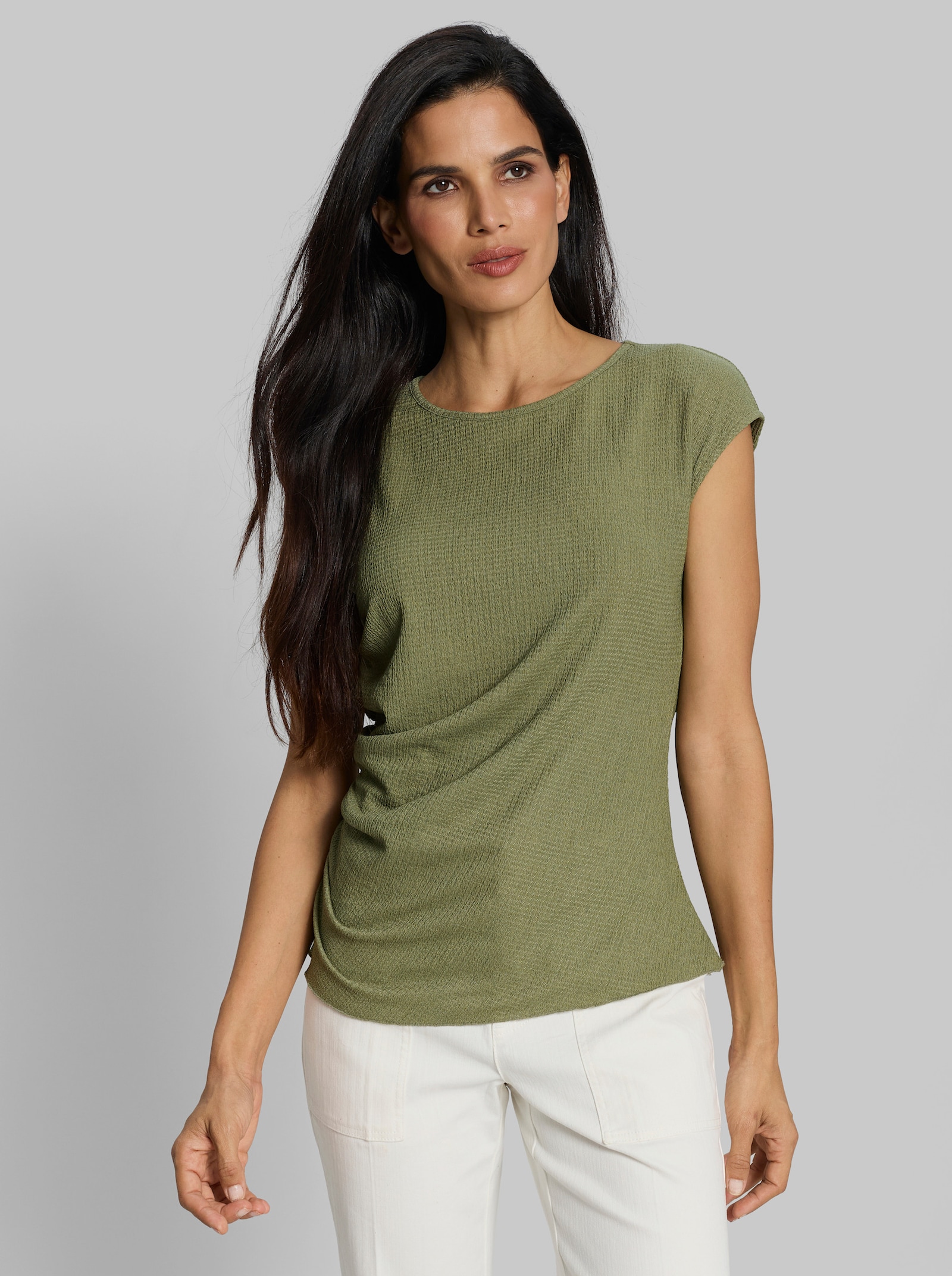 heine Kurzarmshirt im Jaquardmuster - khaki