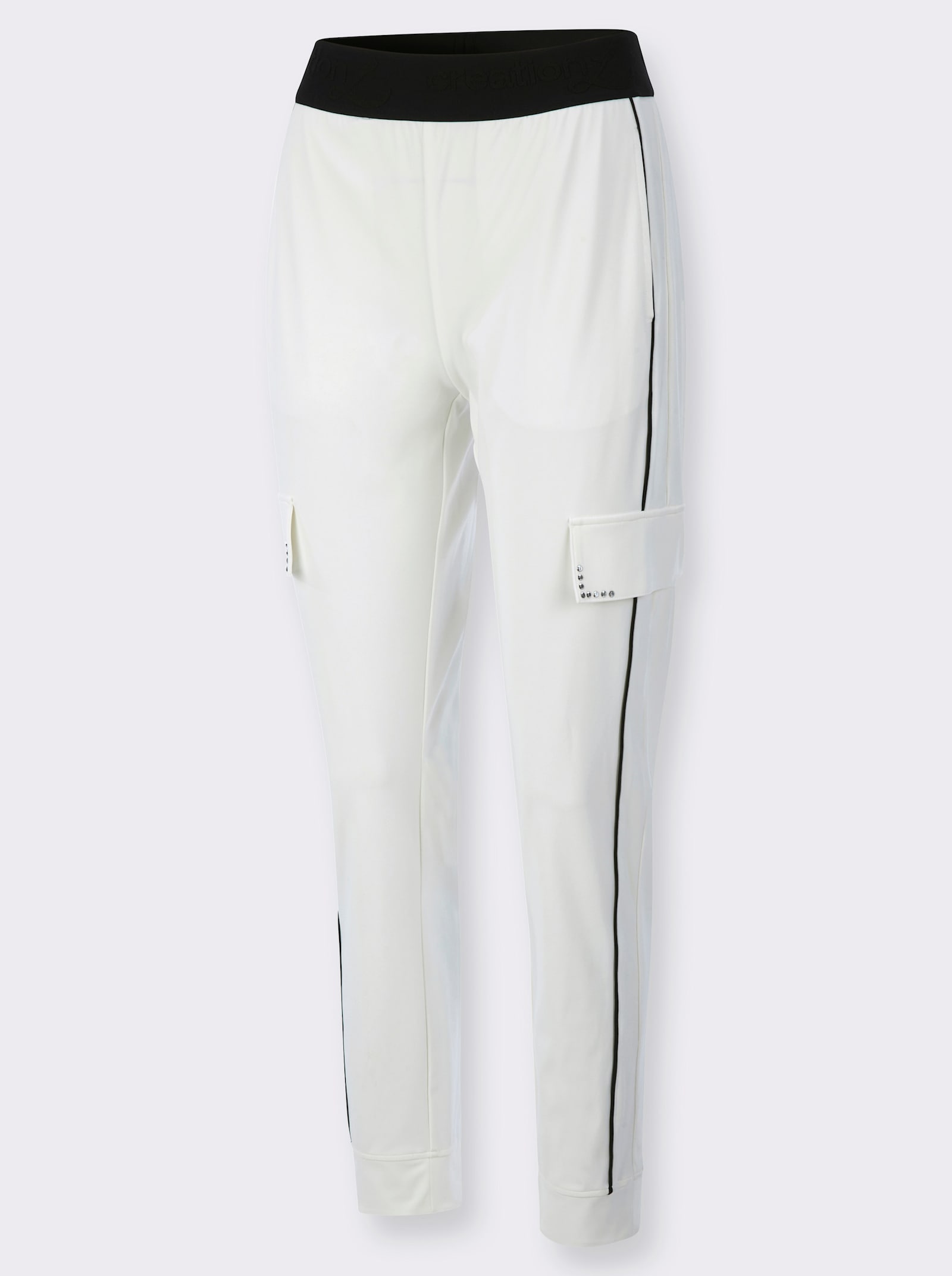 Jogg Pants mit Oberschenkel-Taschen - ecru