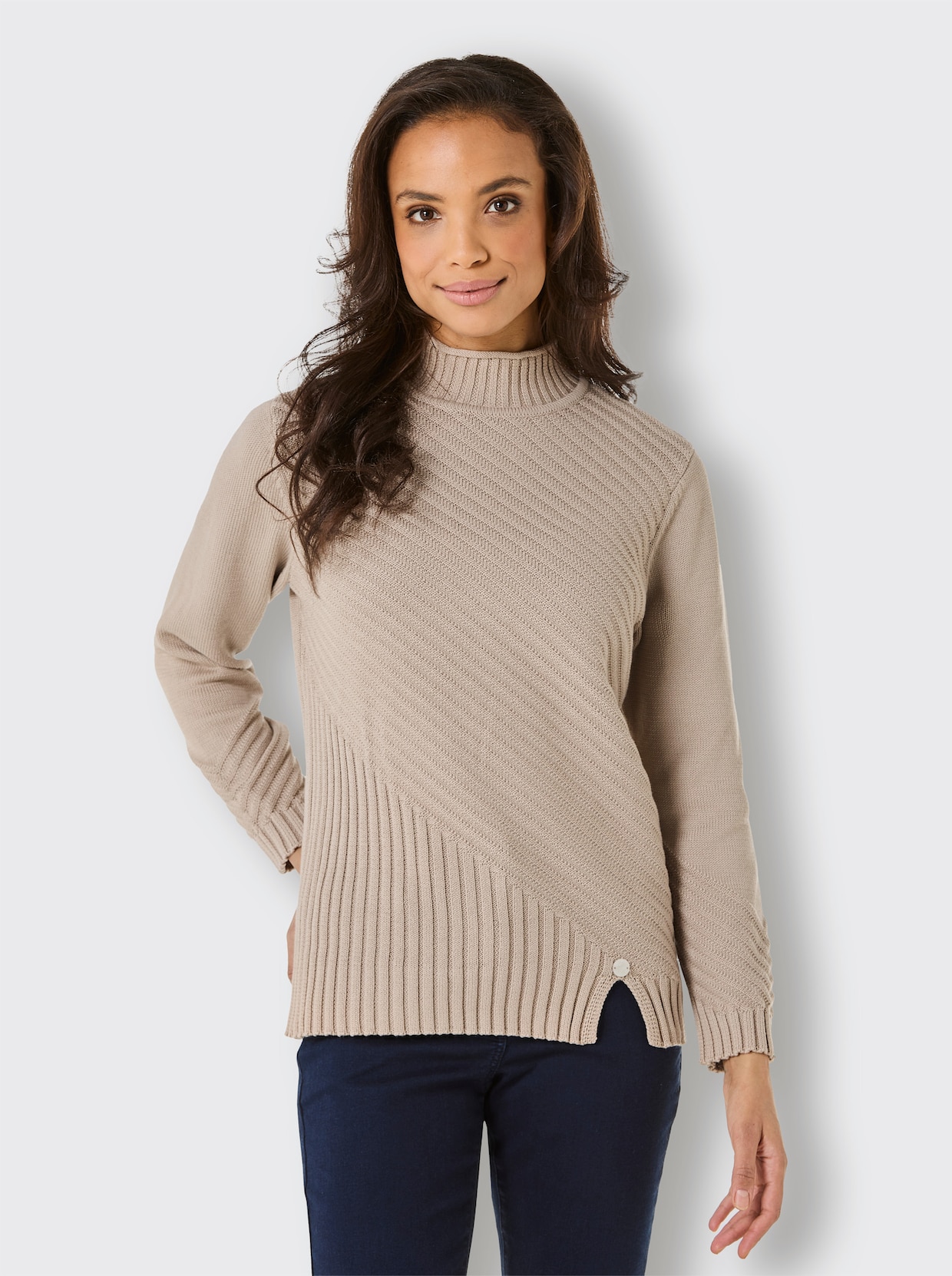 CREATION L PREMIUM Stehkragenpullover - sesam