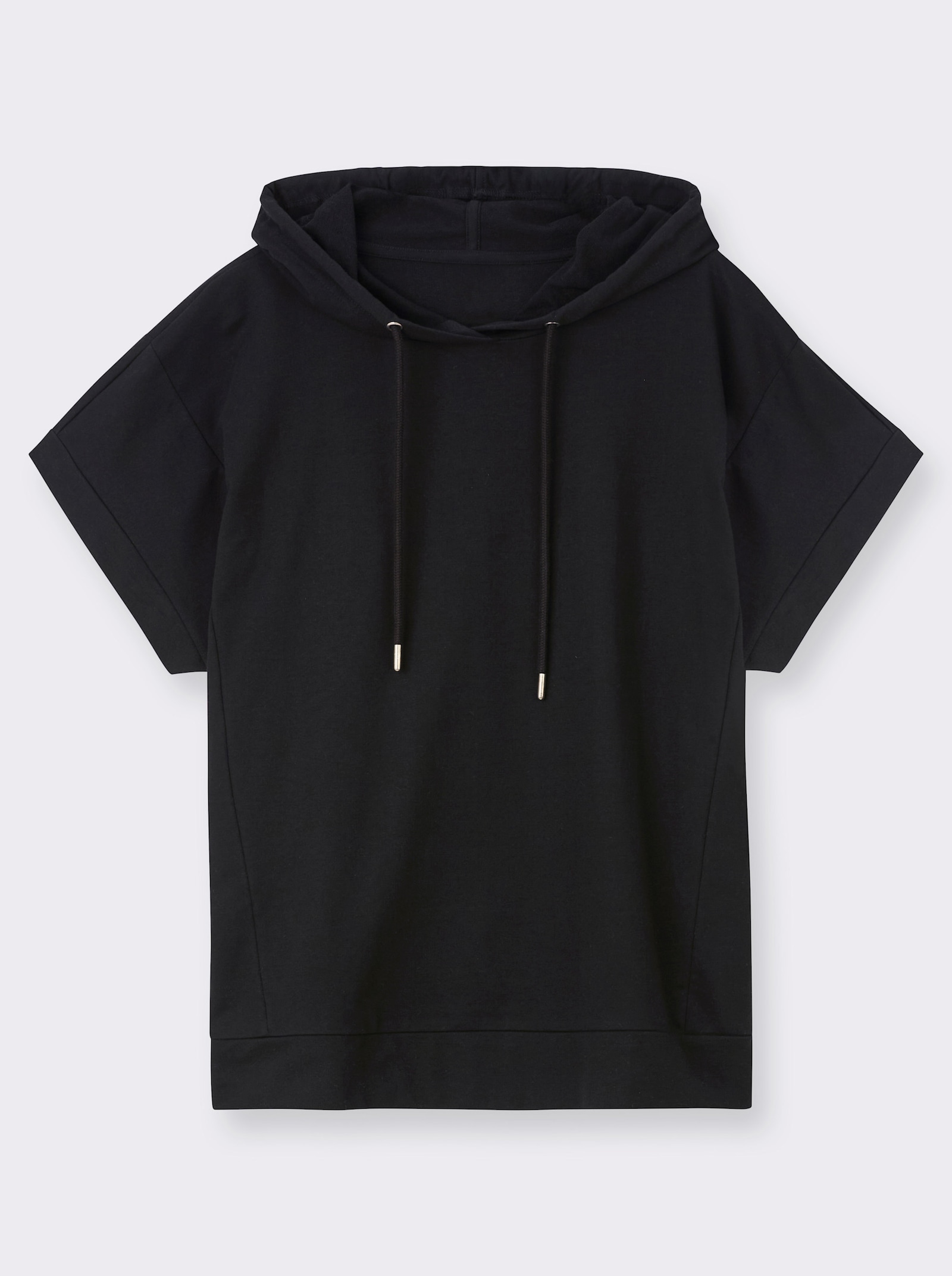 Kapuzenshirt mit überschnittener Schulter - schwarz