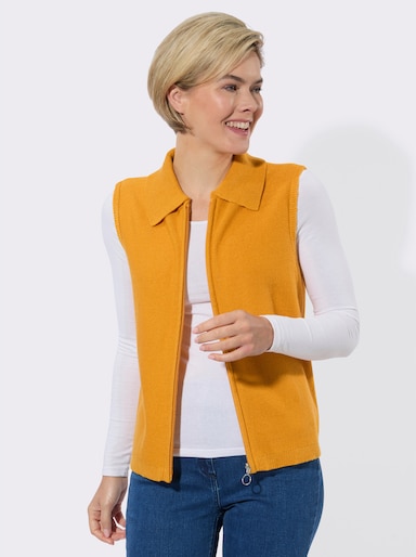Strickweste in leicht melierter Optik - ocker