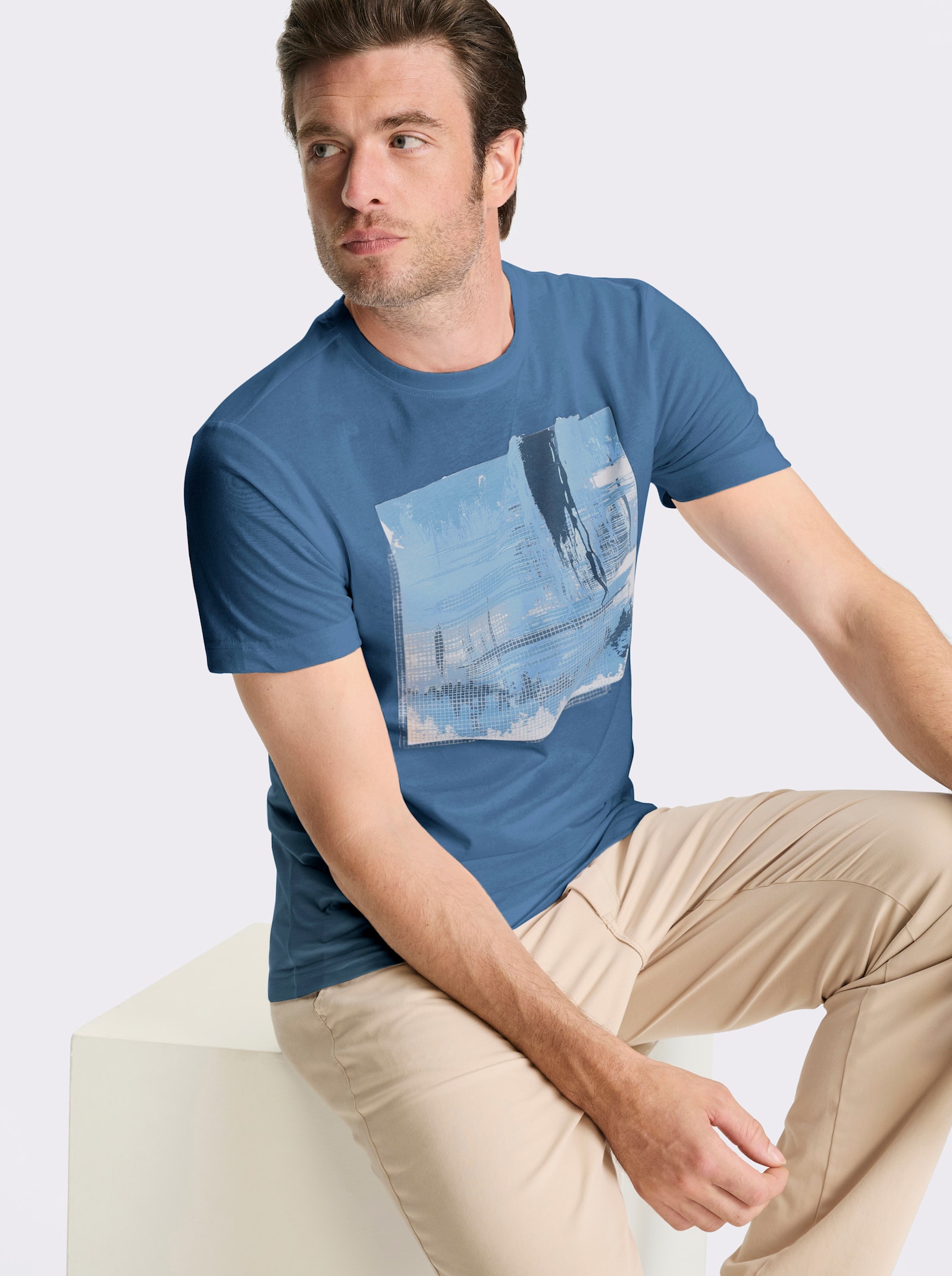 Catamaran T-Shirt mit Front-Print - mittelblau-bedruckt