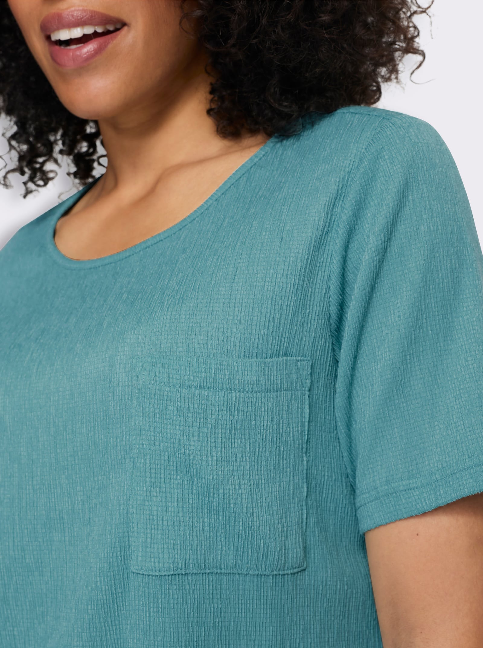 Kurzarmshirt mit Brusttasche - ozean