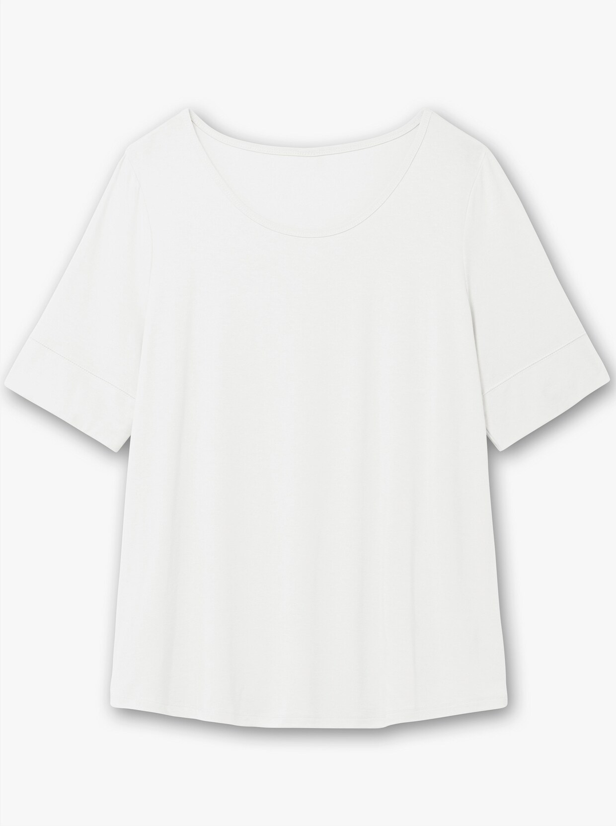 T-Shirt mit zweilagigem Ärmelbündchen - ecru