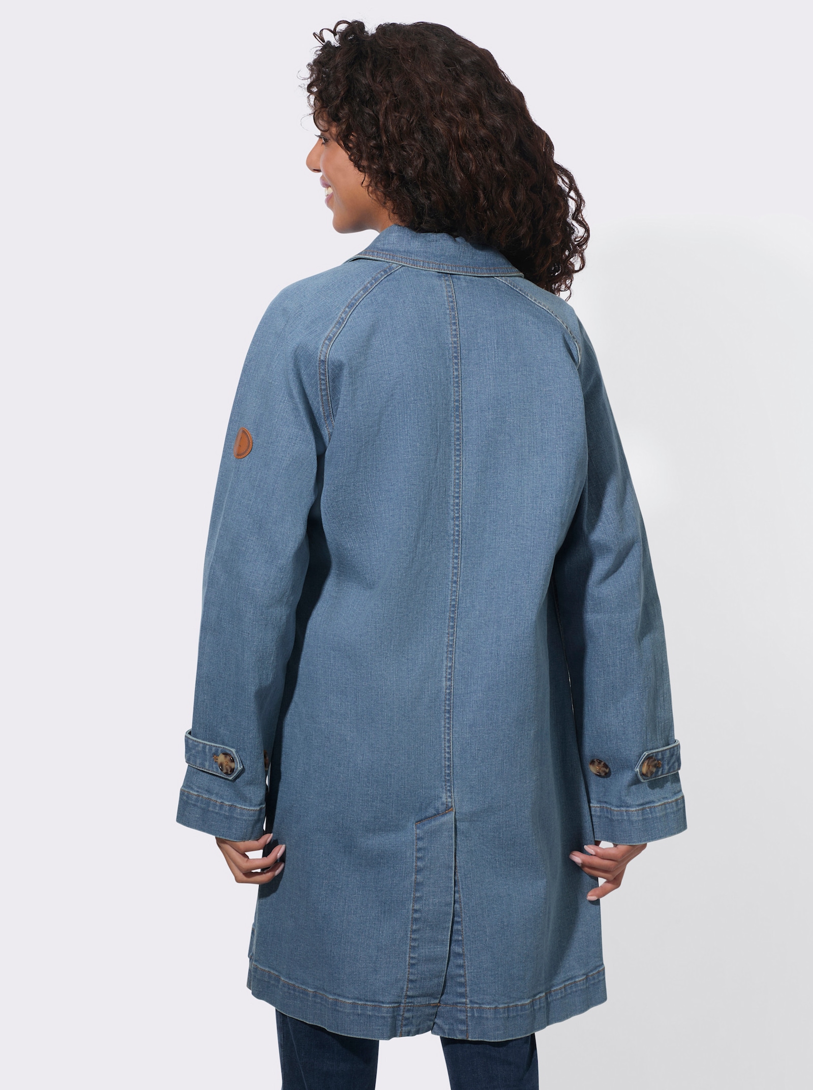  Kurzmantel aus weichem Denim - blue-bleached