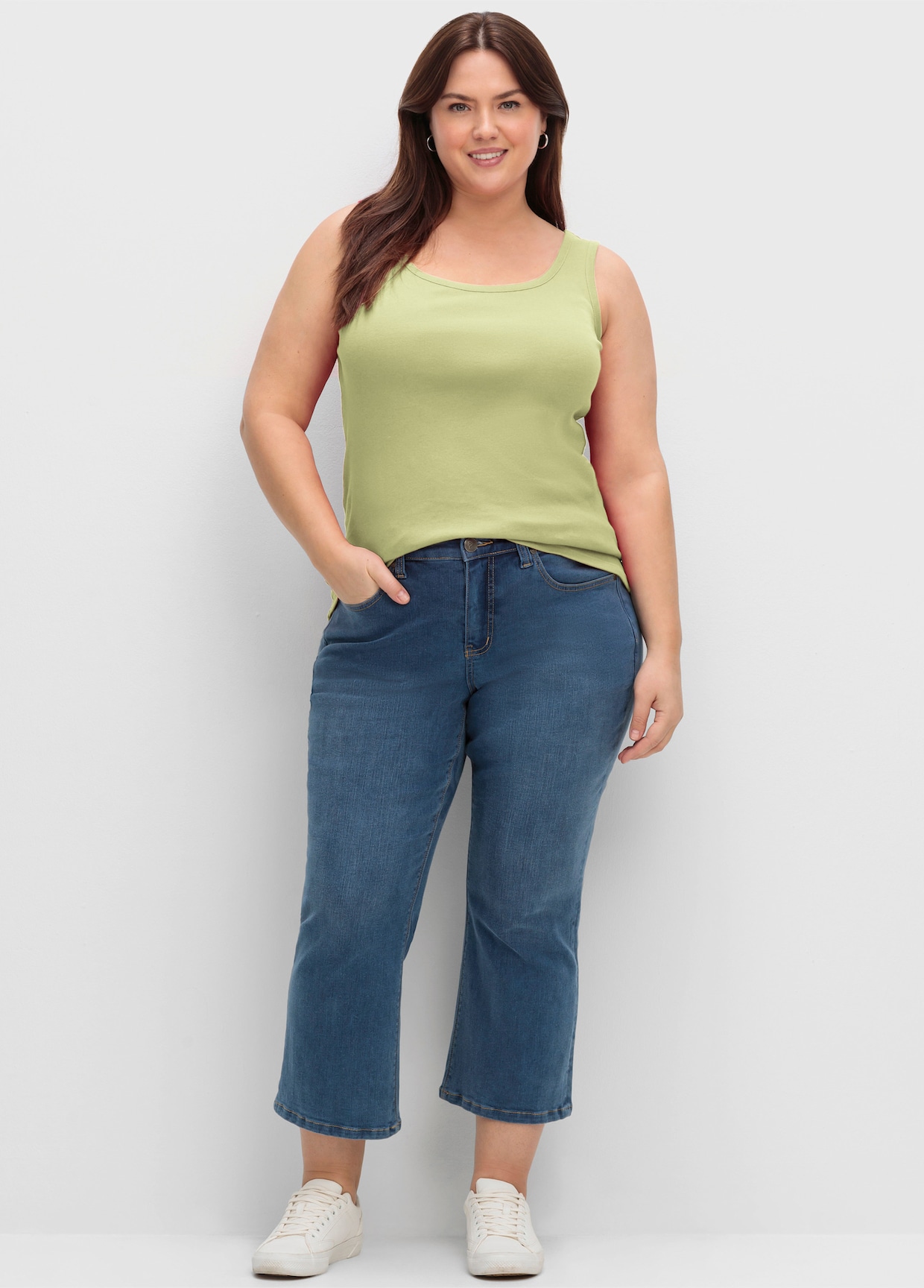 sheego Tanktop in Rippqualität - pistazie