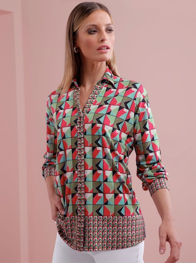 heine Blusenshirt - pink-schwarz-bedruckt
