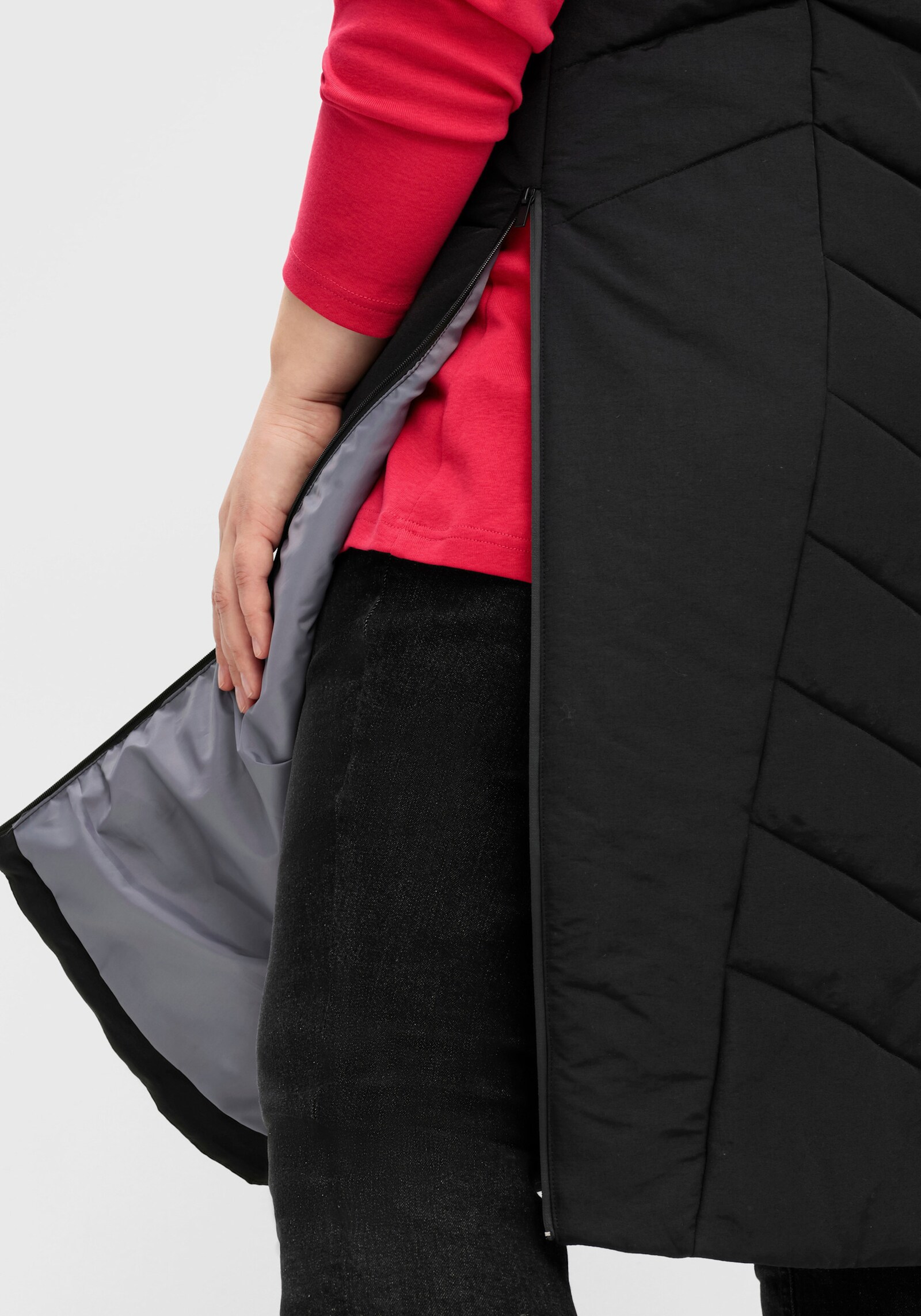 sheego Steppweste in Longform, wasserabweisend - schwarz