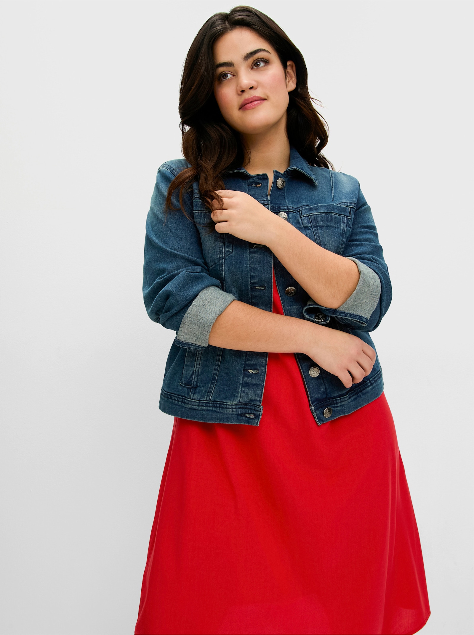 sheego Luftiges A-Linien-Kleid aus leichter Viskose - erdbeere