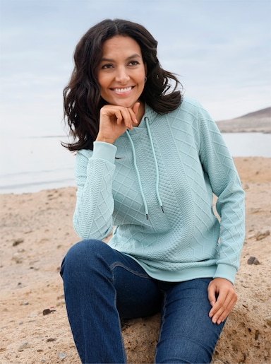 Sweatshirt mit überlappendem Stehkragen - kalkmint