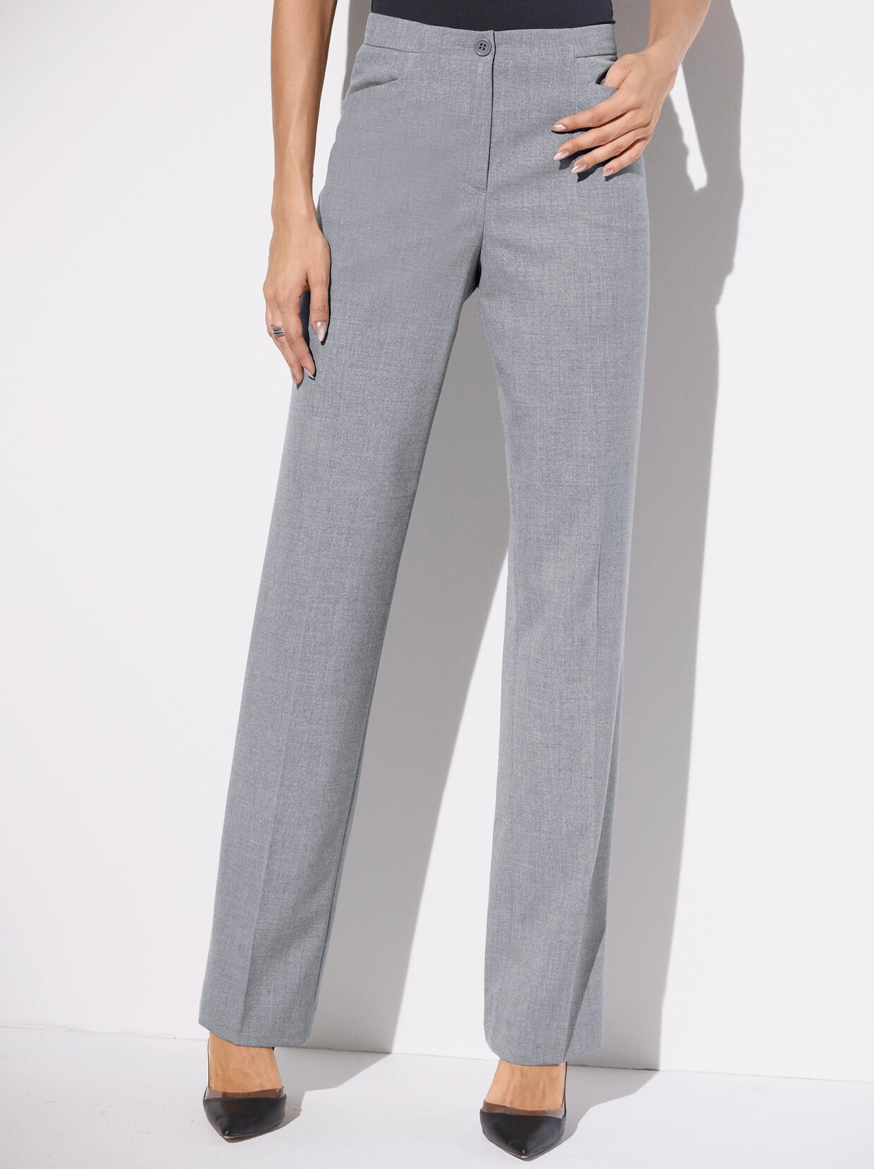 Come on Broek met persplooien - zilvergrijs gemêleerd