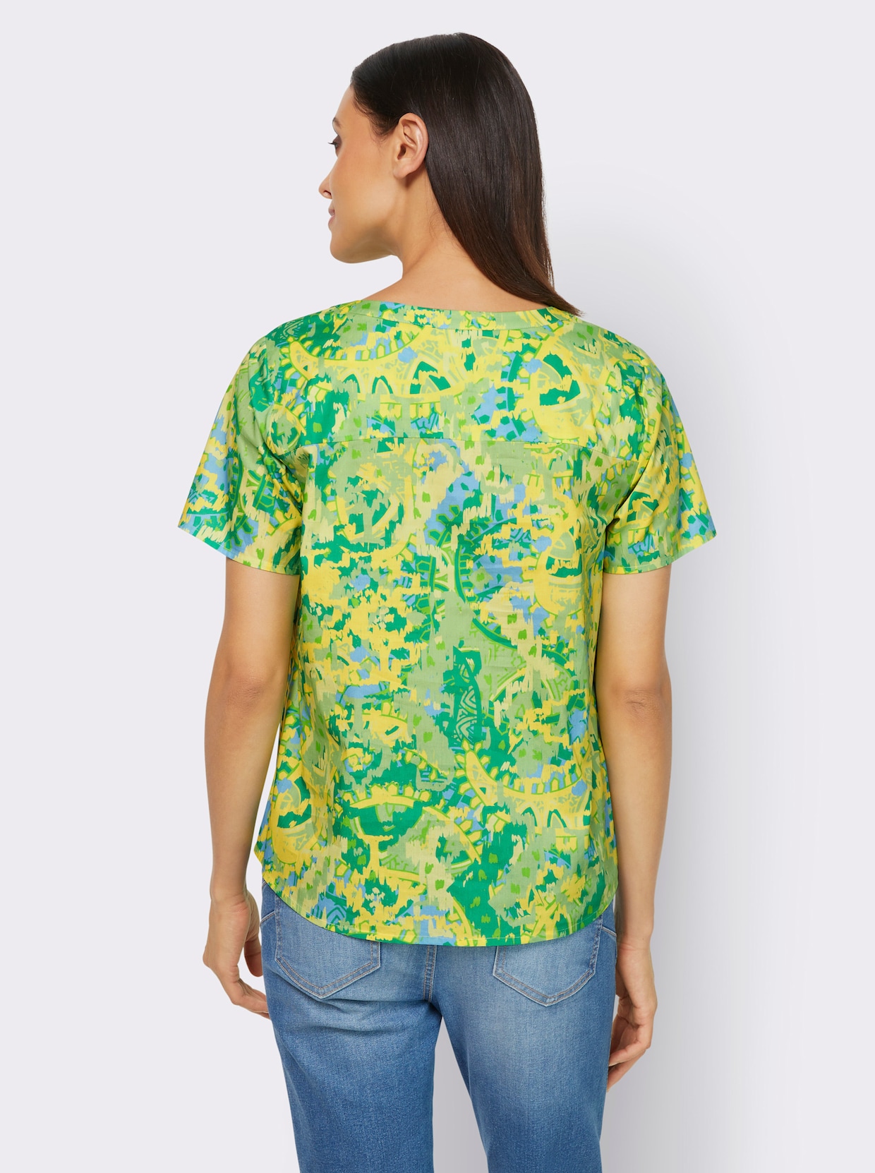 heine Blouse met korte mouwen - limoen/aqua bedrukt