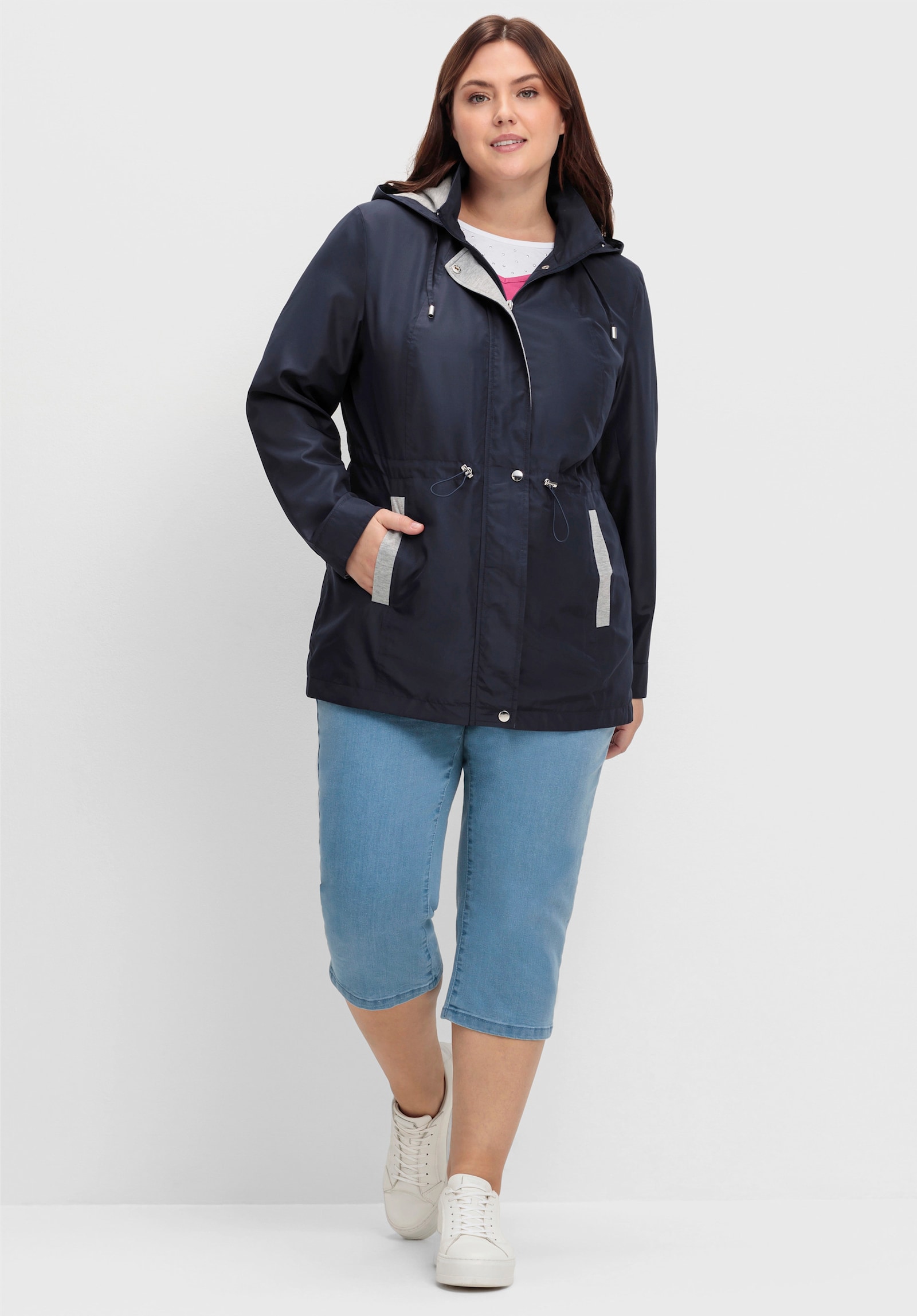 Freizeitjacke mit Tunnelzug in der Taille - marine