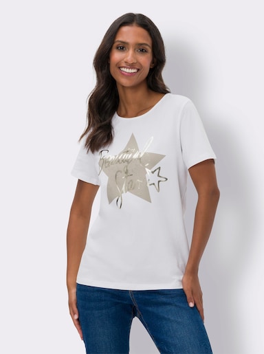 heine Print-Shirt mit Stern-Print - weiß