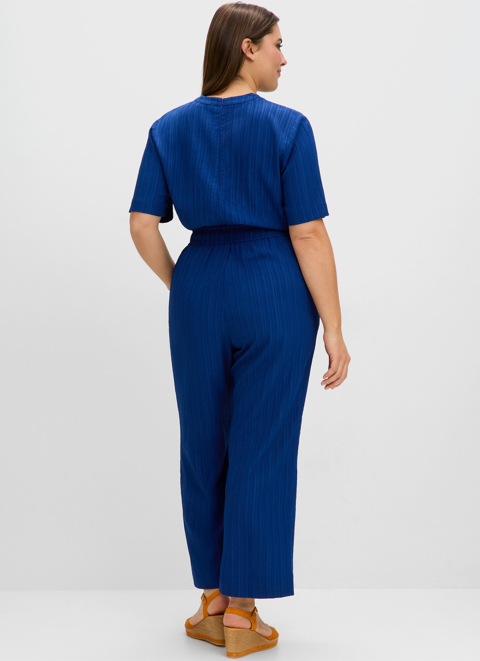 sheego Jumpsuit mit Taillen-Tunnelzug - blaubeere