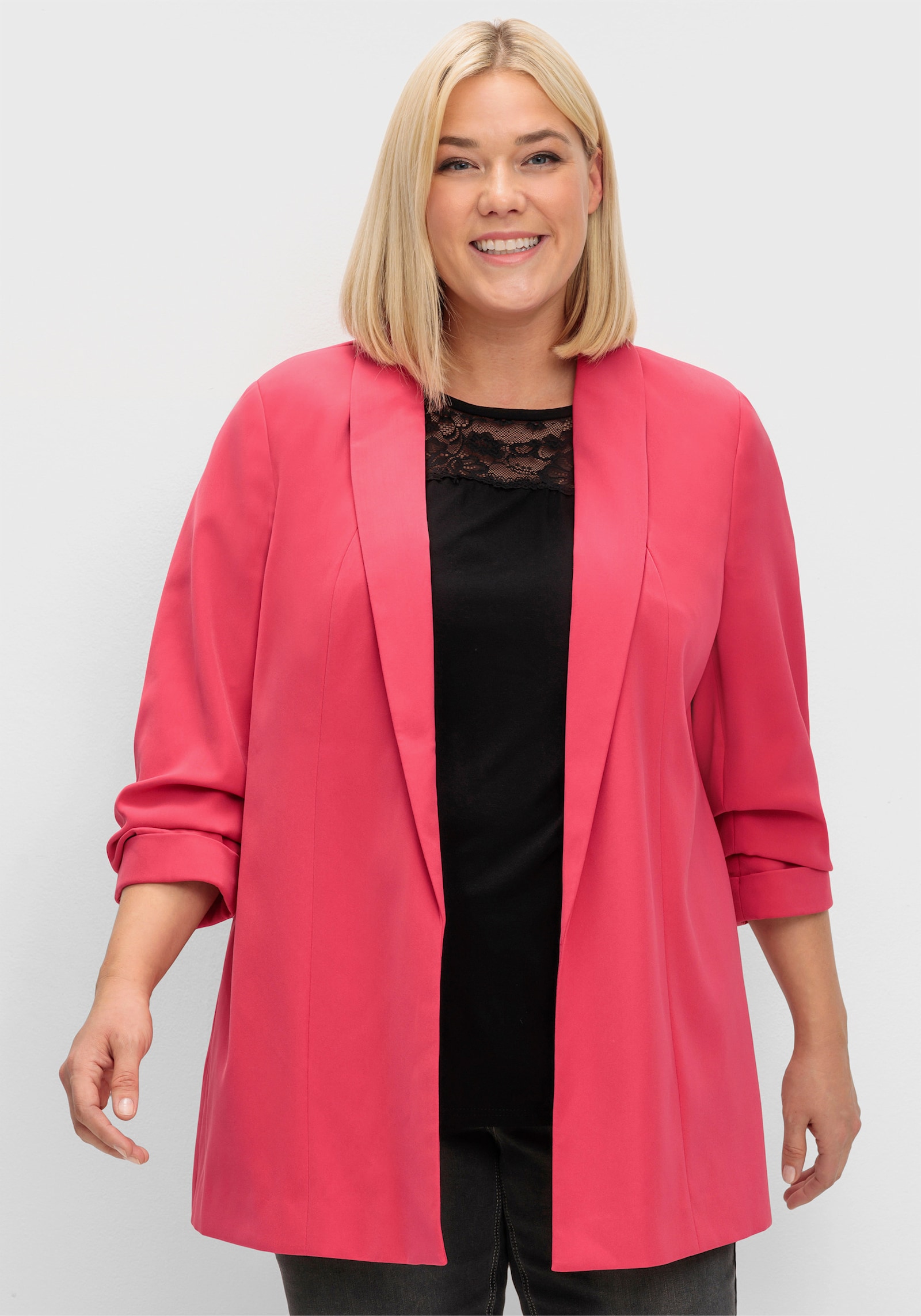 sheego Lange blazer met sjaalkraag - orchidee
