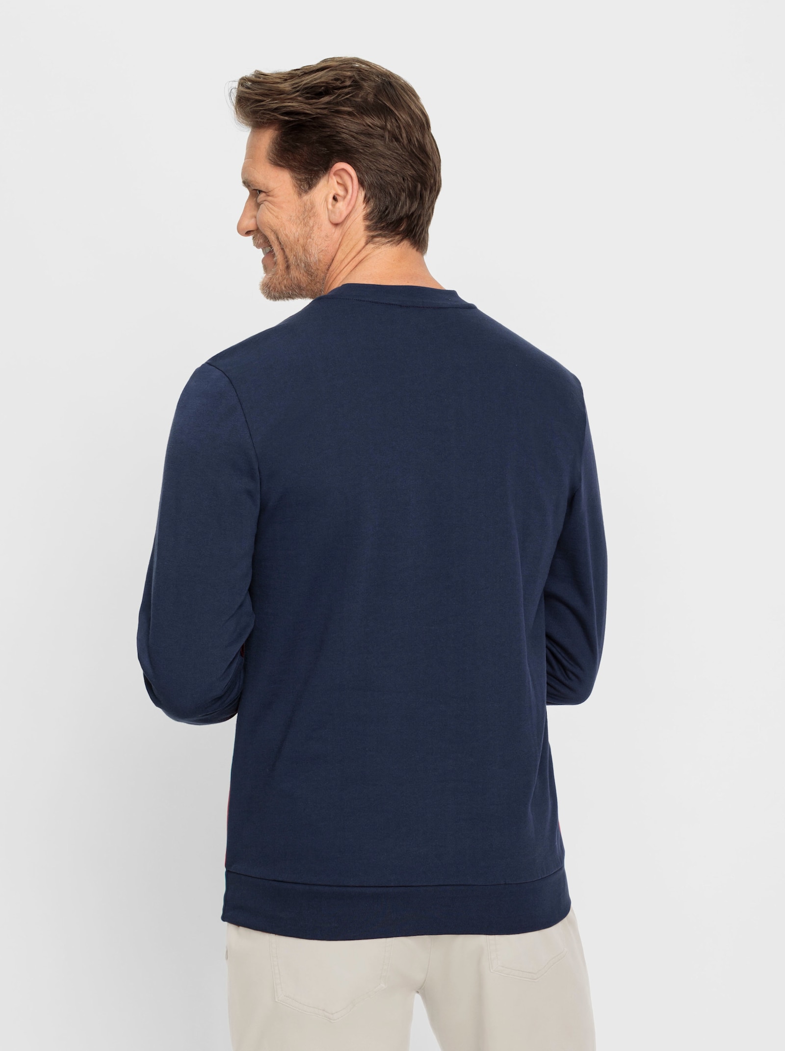 Catamaran Langarm-Shirt - marine-rot-gestreift