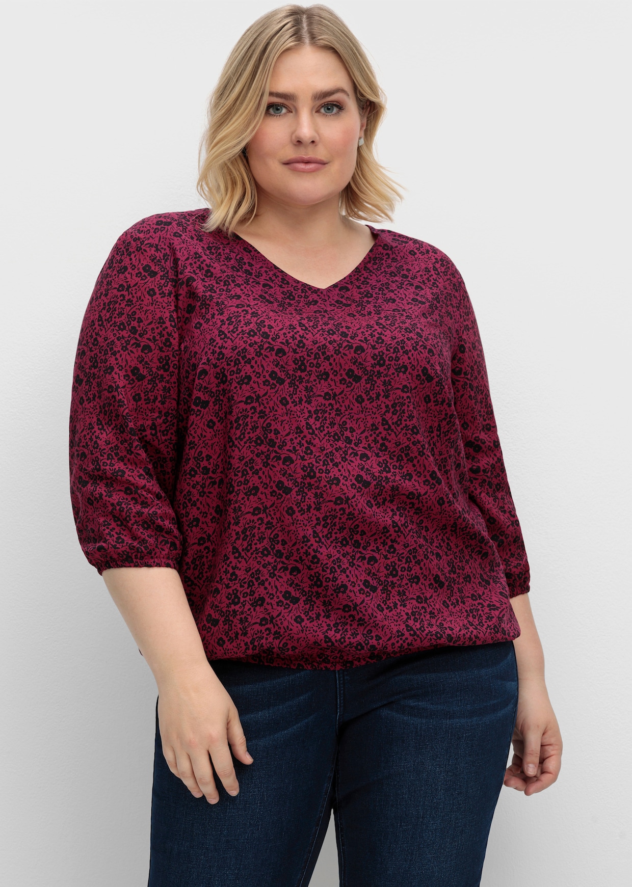 sheego Tuniek - bessenrood gedessineerd
