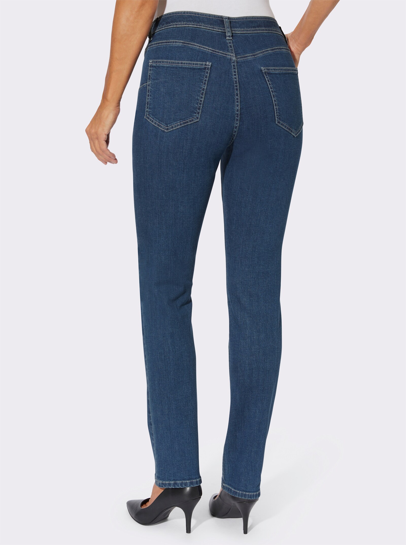 Jeans mit Glitzersteinchen vorne - blue-stone-washed